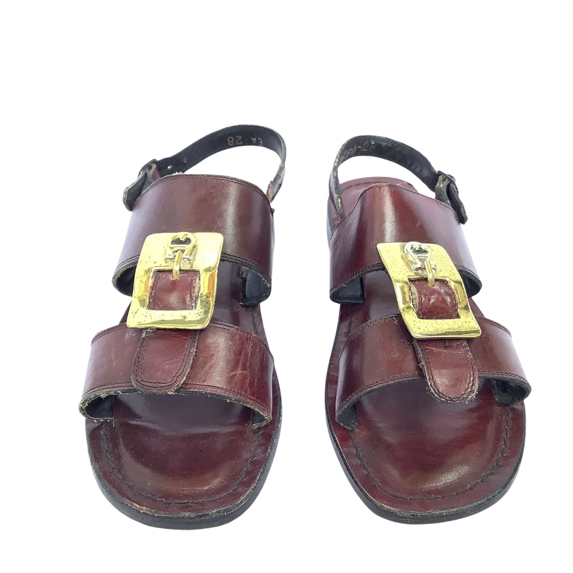 1980s Oxblood Flat Sandals 7 / Burgundy / Vintage 1980s