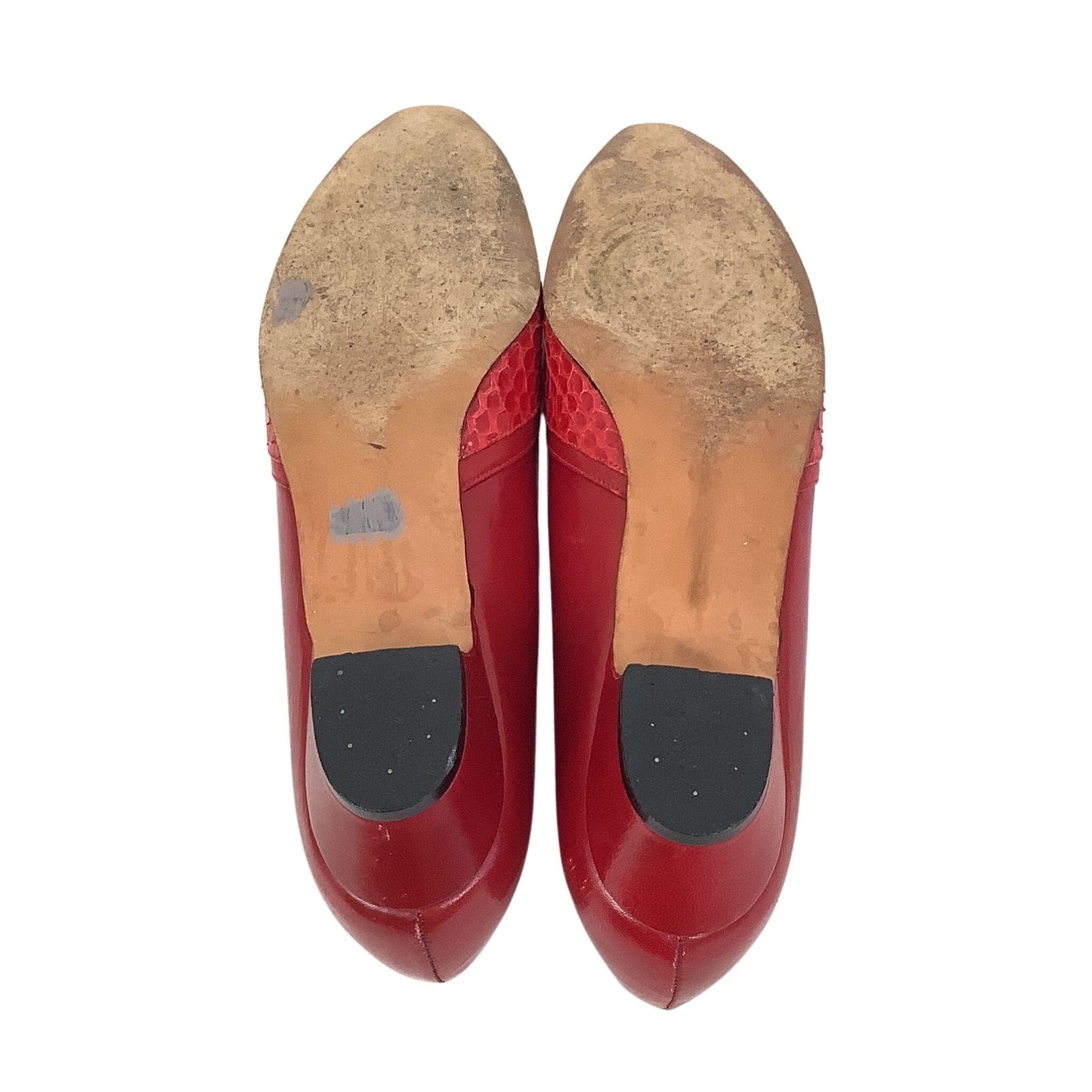 1980s Red Flat Shoes 8 / Red / Vintage 1980s