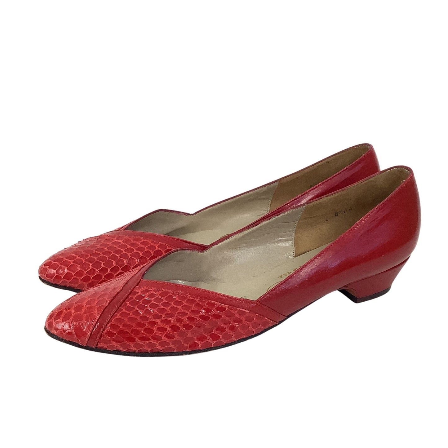 1980s Red Flat Shoes 8 / Red / Vintage 1980s