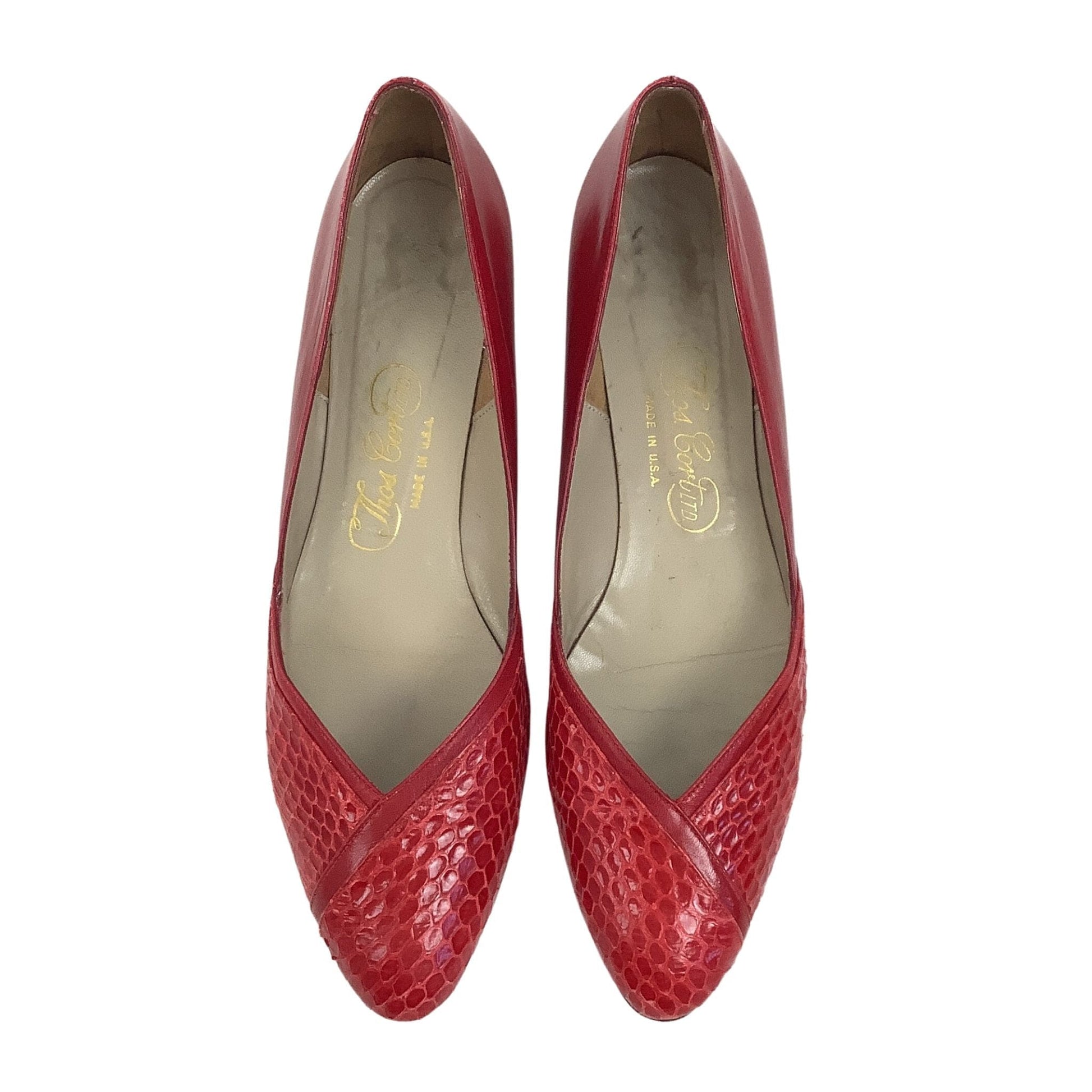 1980s Red Flat Shoes 8 / Red / Vintage 1980s