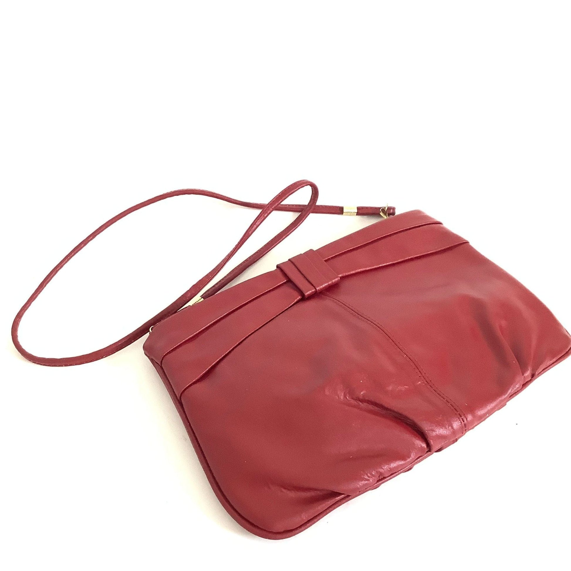 1980s Red Leather Bag Red / Leather / Vintage 1980s
