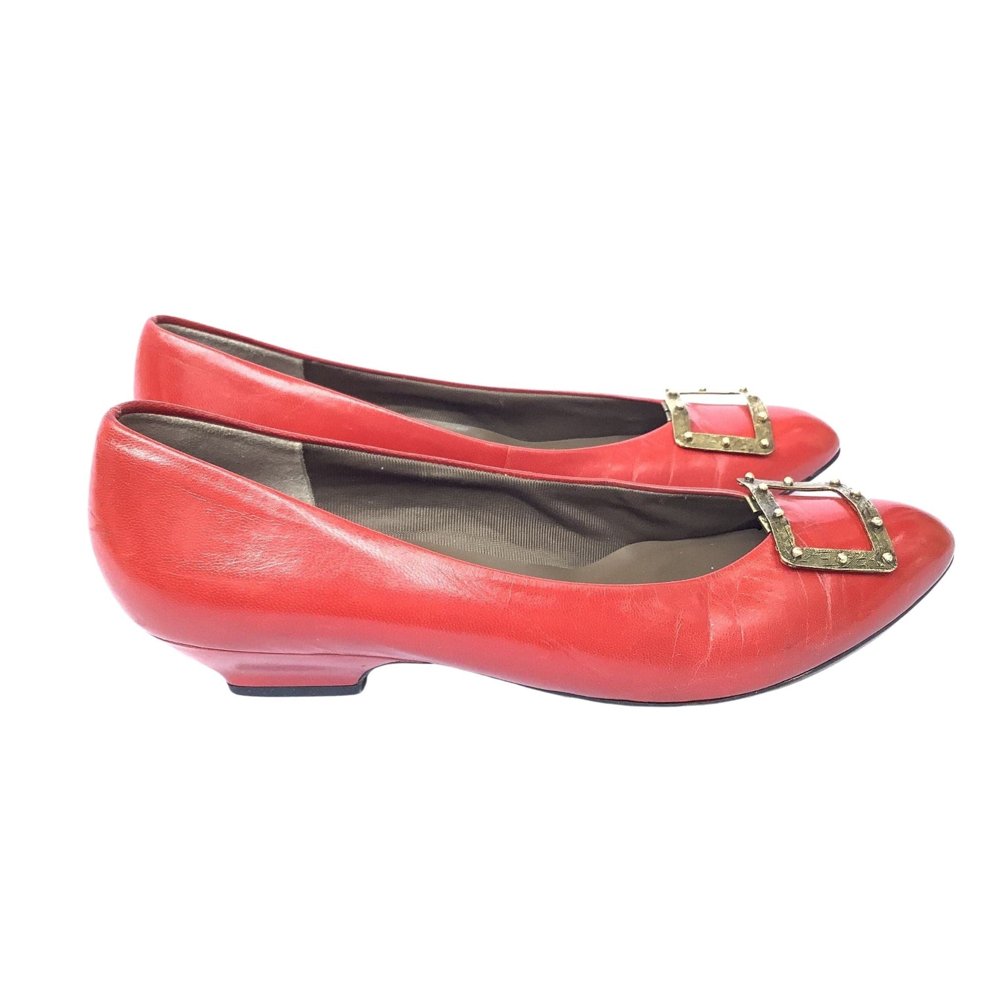 1980s Red Low Heel Pumps 9 / Red / Vintage 1980s