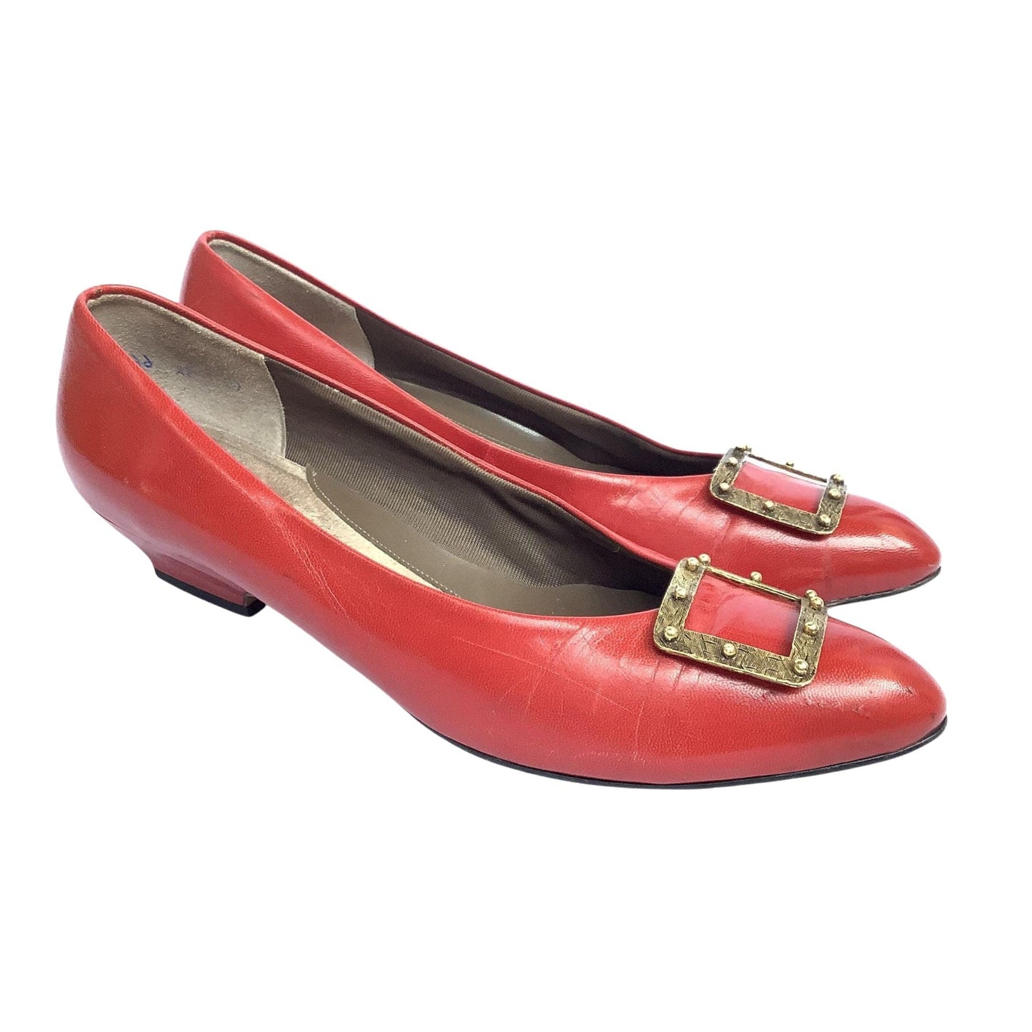 1980s Red Low Heel Pumps 9 / Red / Vintage 1980s