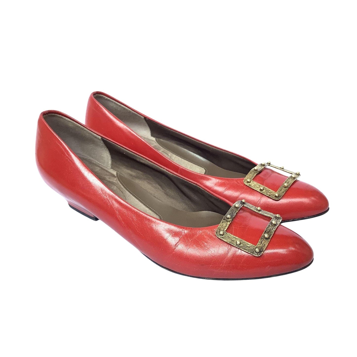 1980s Red Low Heel Pumps 9 / Red / Vintage 1980s