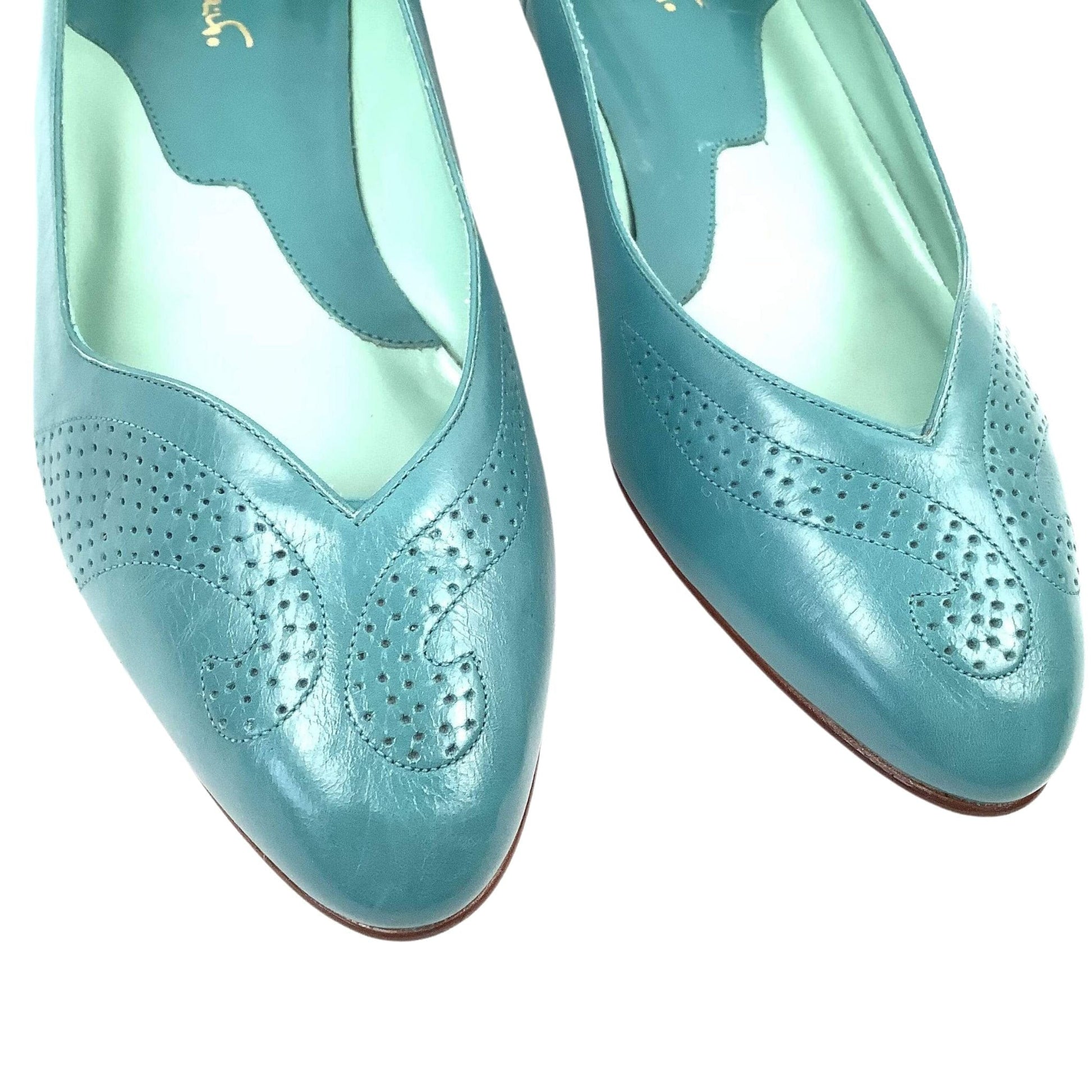 1980s Teal Flat Shoes 8 / Teal Blue / Classic