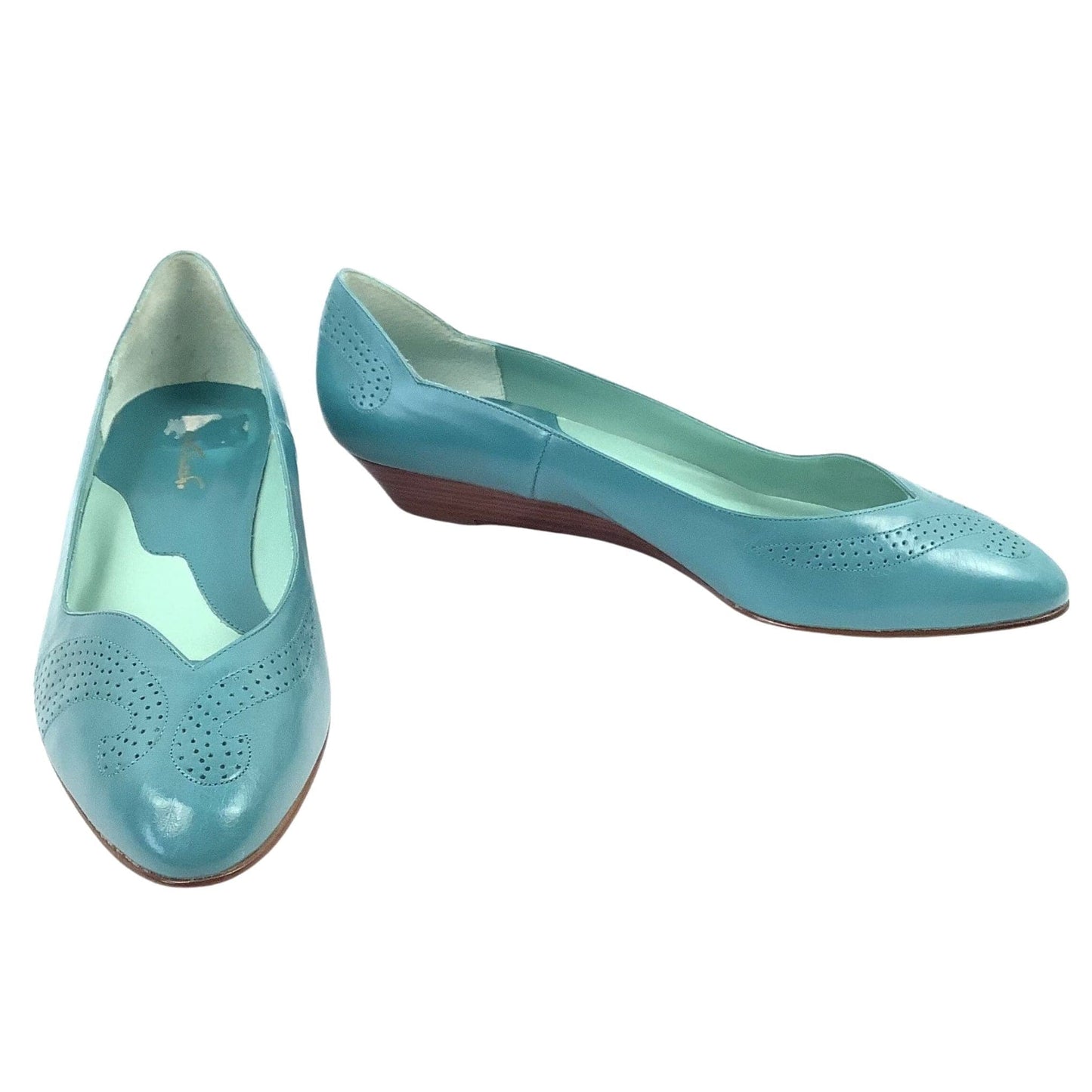 1980s Teal Flat Shoes 8 / Teal Blue / Classic
