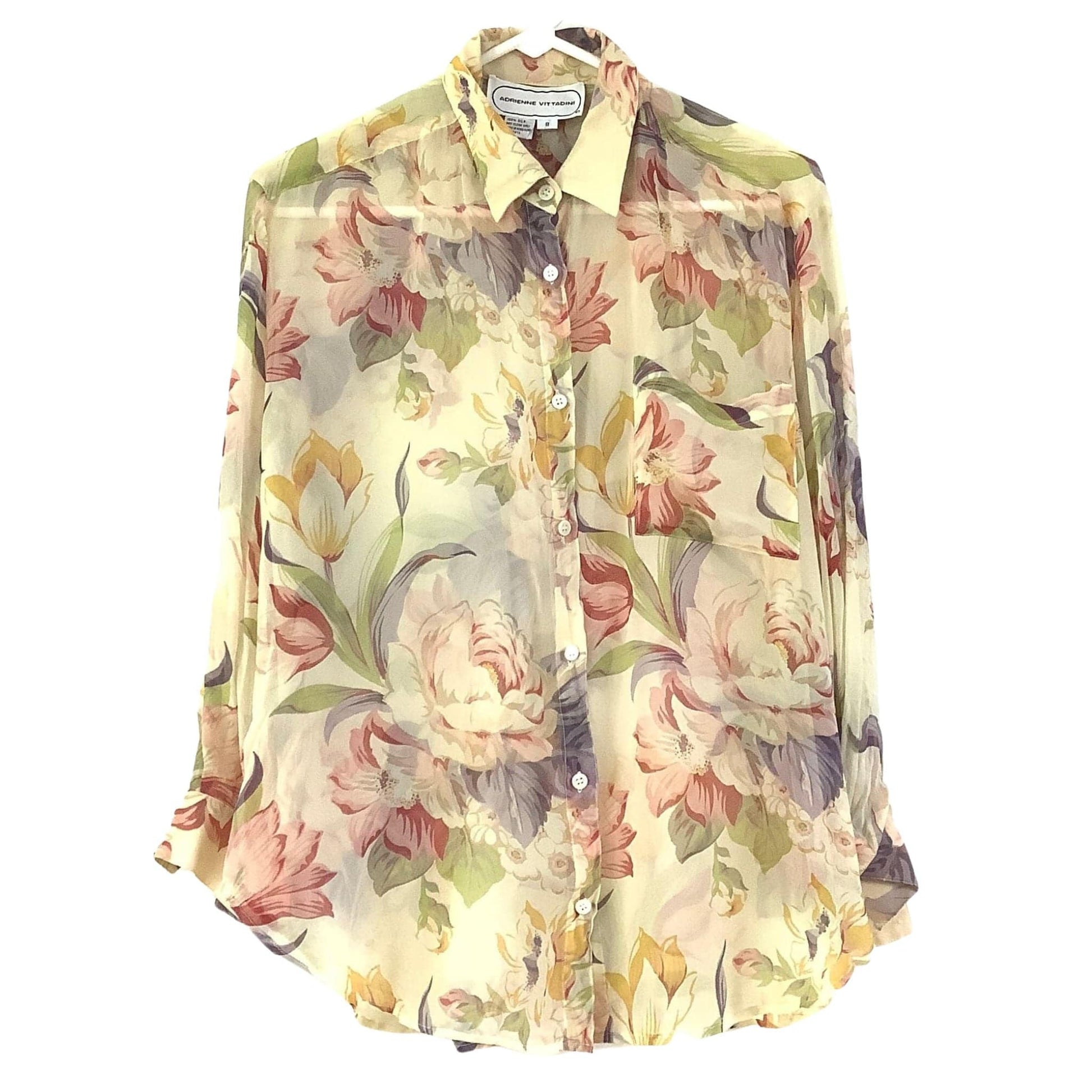 1980s Transparent Floral Top Medium / Multi / Vintage 1980s