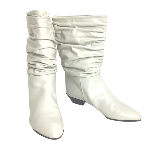 1980s White Slouch Boots 8.5 / White / Vintage 1980s