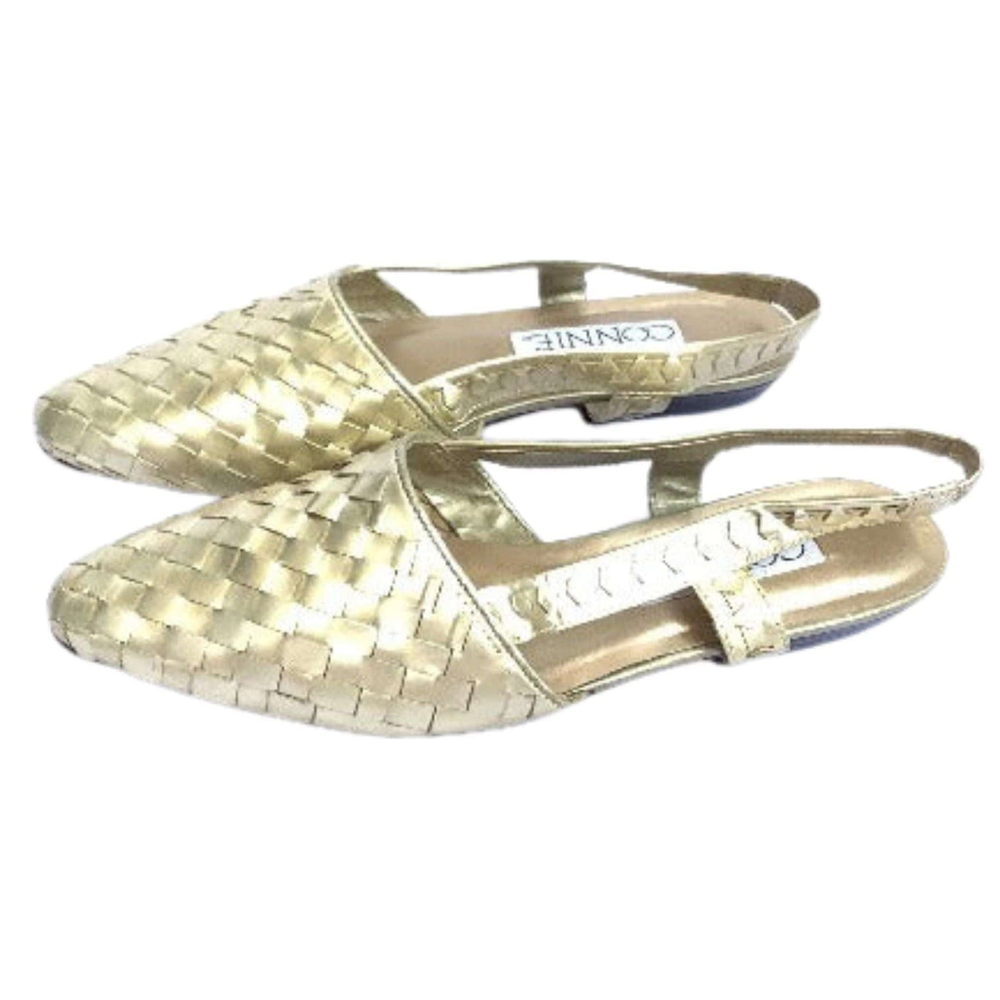 1980s Woven Leather Flats 7.5 / Gold / Classic