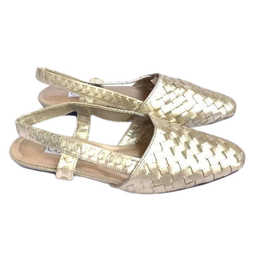 1980s Woven Leather Flats 7.5 / Gold / Classic