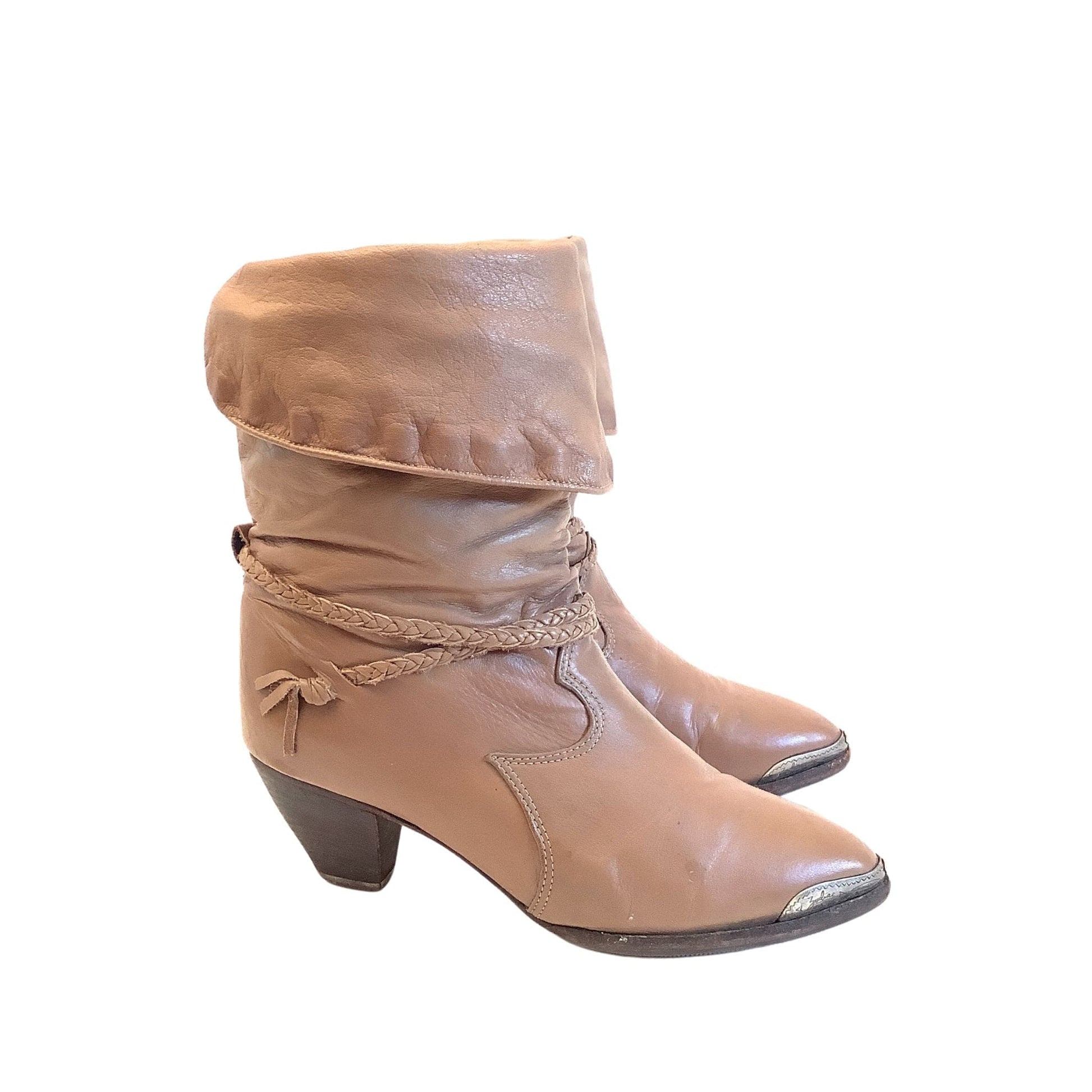 1980s Zodiac Slouch Boots 7 / Taupe / Vintage 1980s