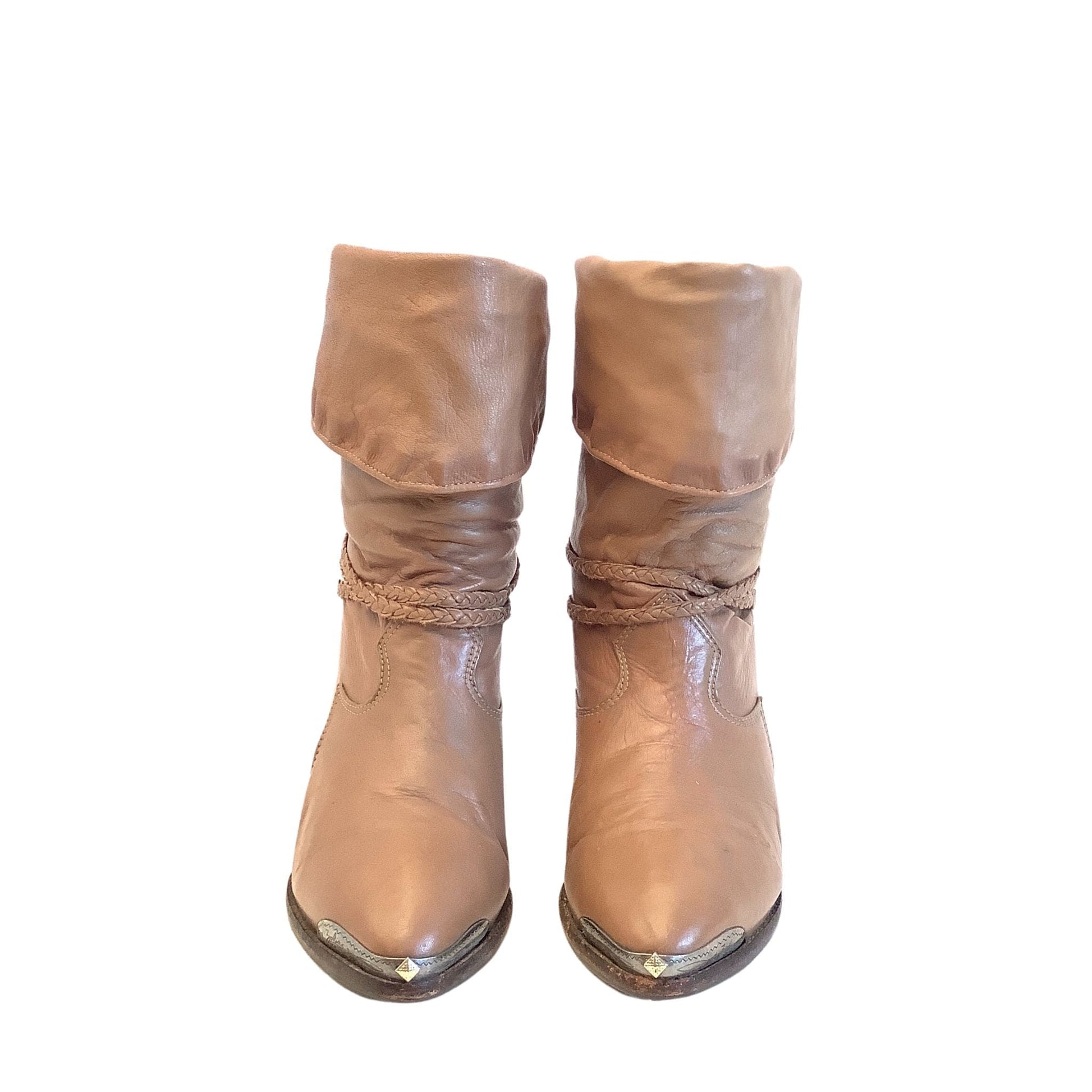 1980s Zodiac Slouch Boots 7 / Taupe / Vintage 1980s