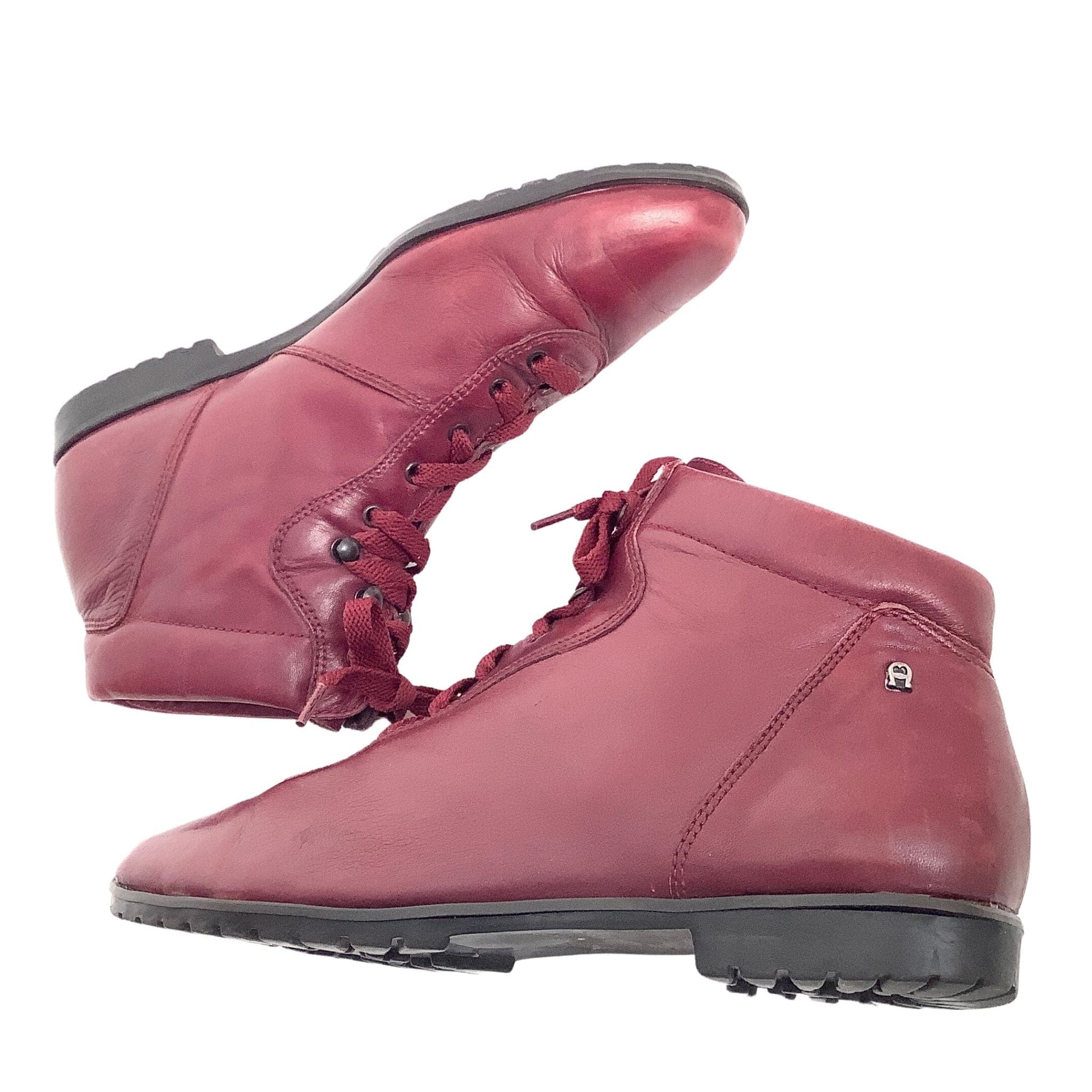 Burgundy flat boots on sale womens