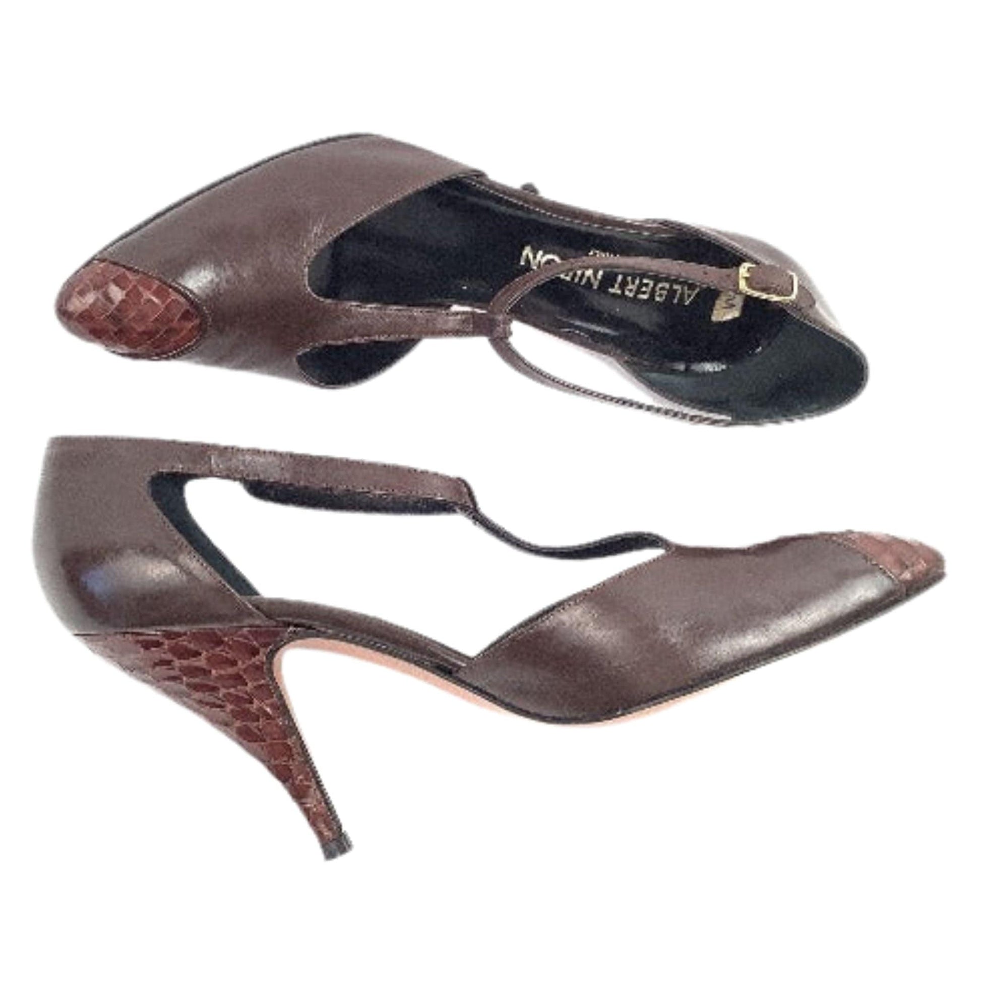 1990s Albert Nipon Heels 7 / Brown / Vintage 1990s