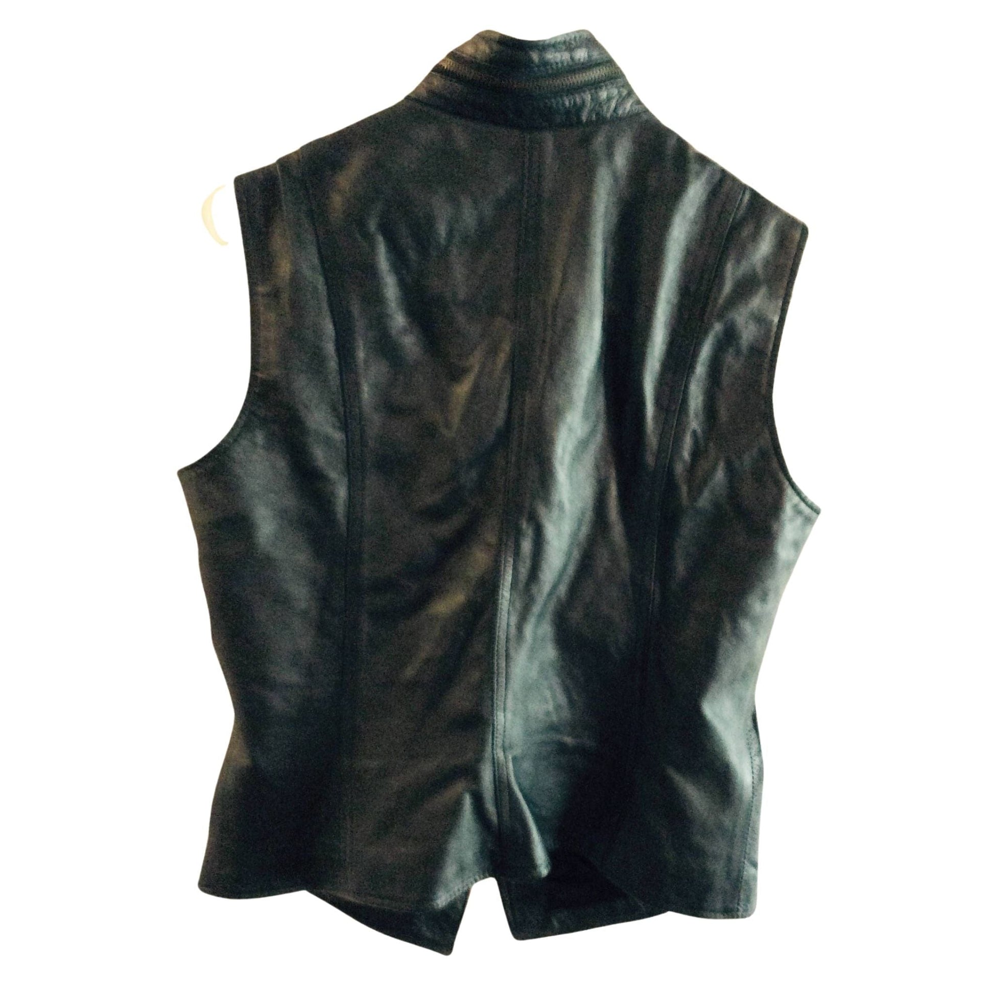 1990s Black Leather Vest Large / Black / Vintage 1990s