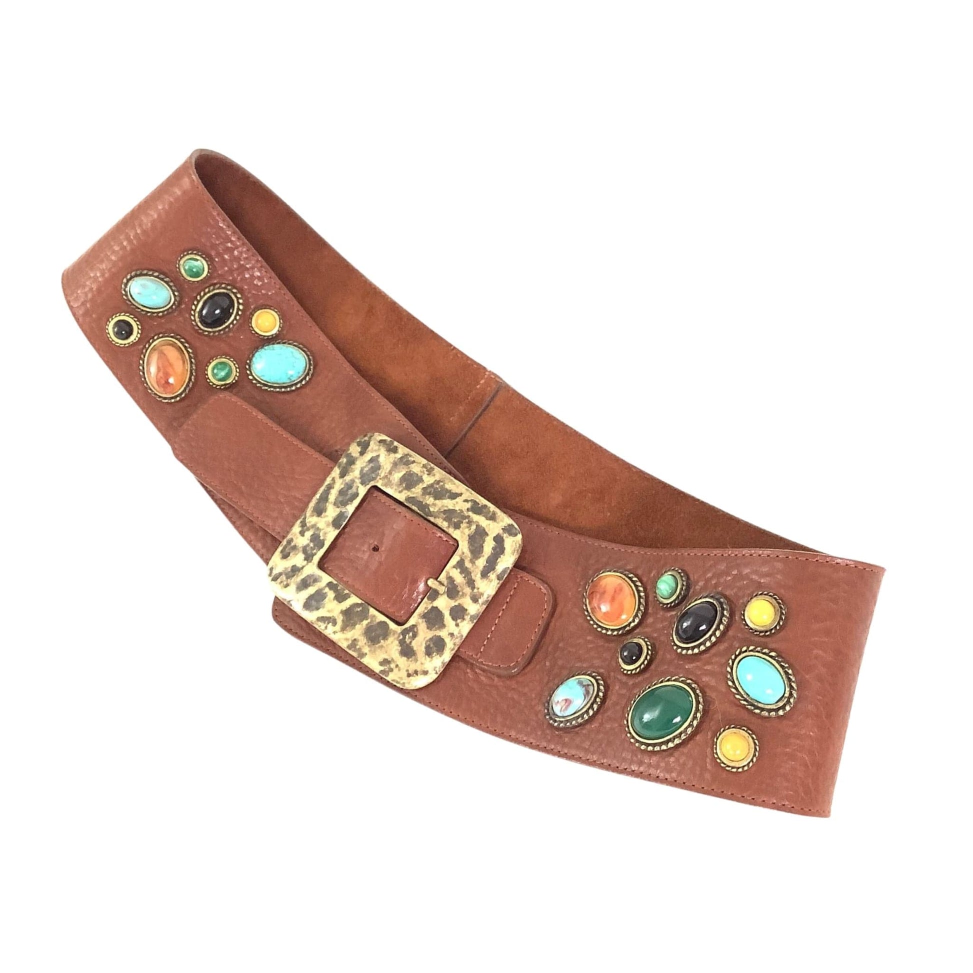 1990s Boho Wide Belt Medium / Tan / Vintage 1990s