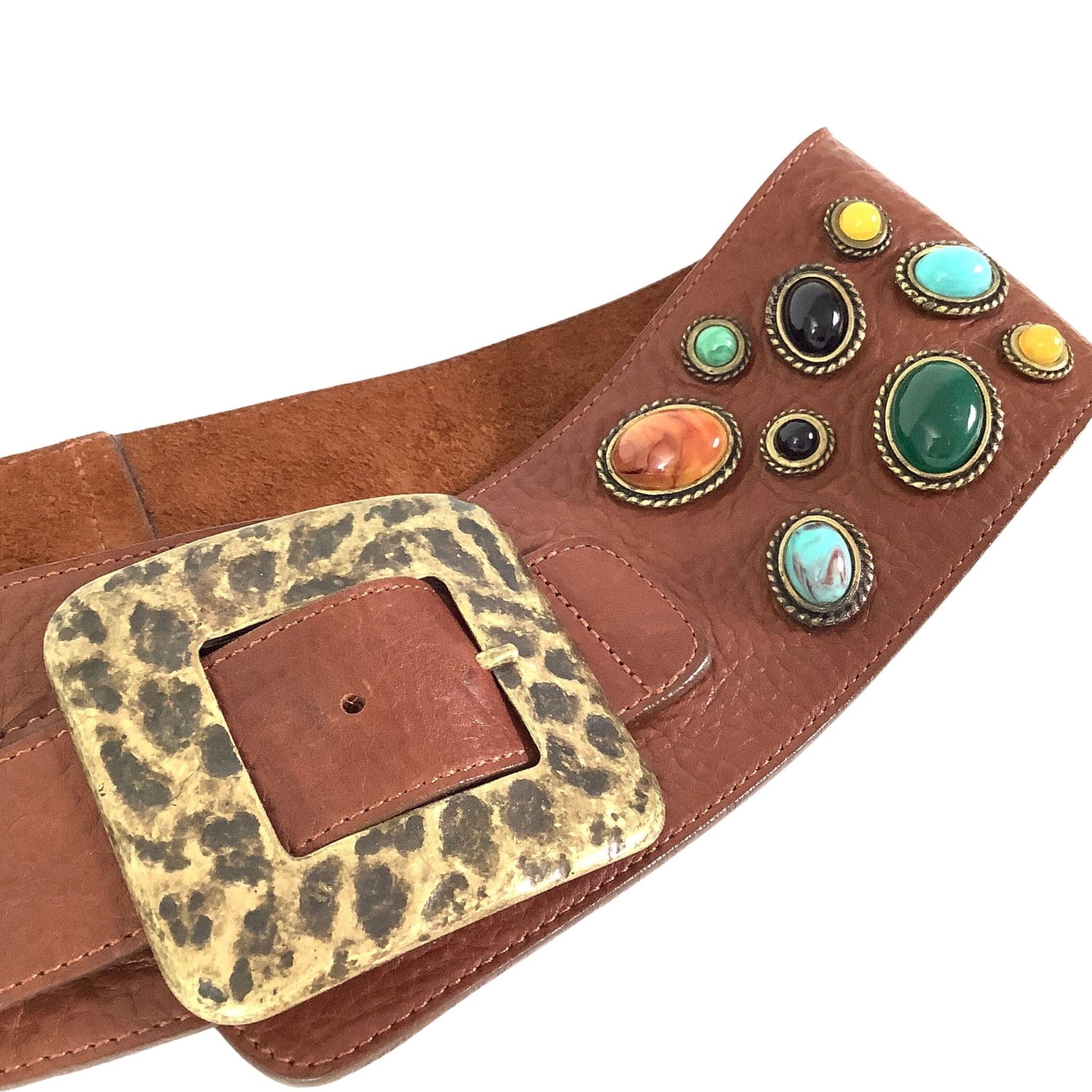 1990s Boho Wide Belt Medium / Tan / Vintage 1990s