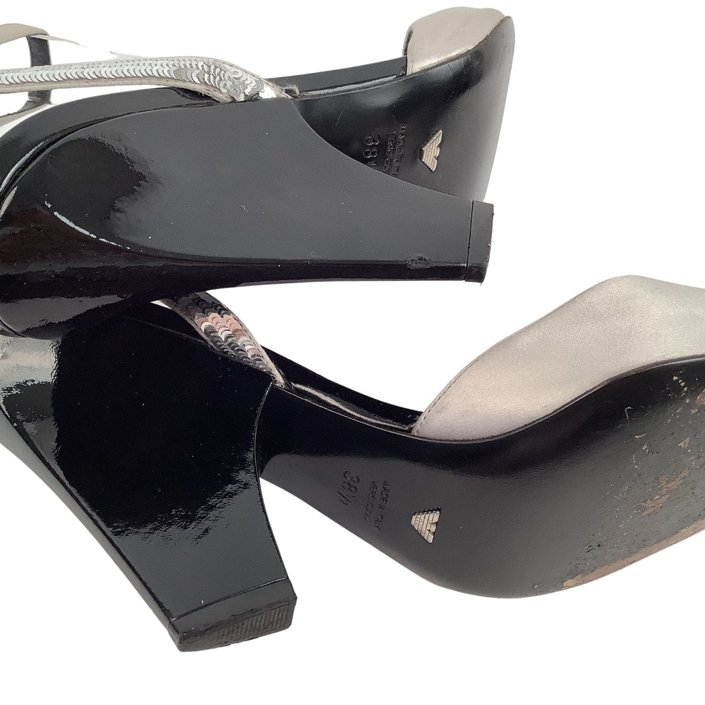 1990s Designer Silver Heels 8.5 / Silver / Vintage 1990s