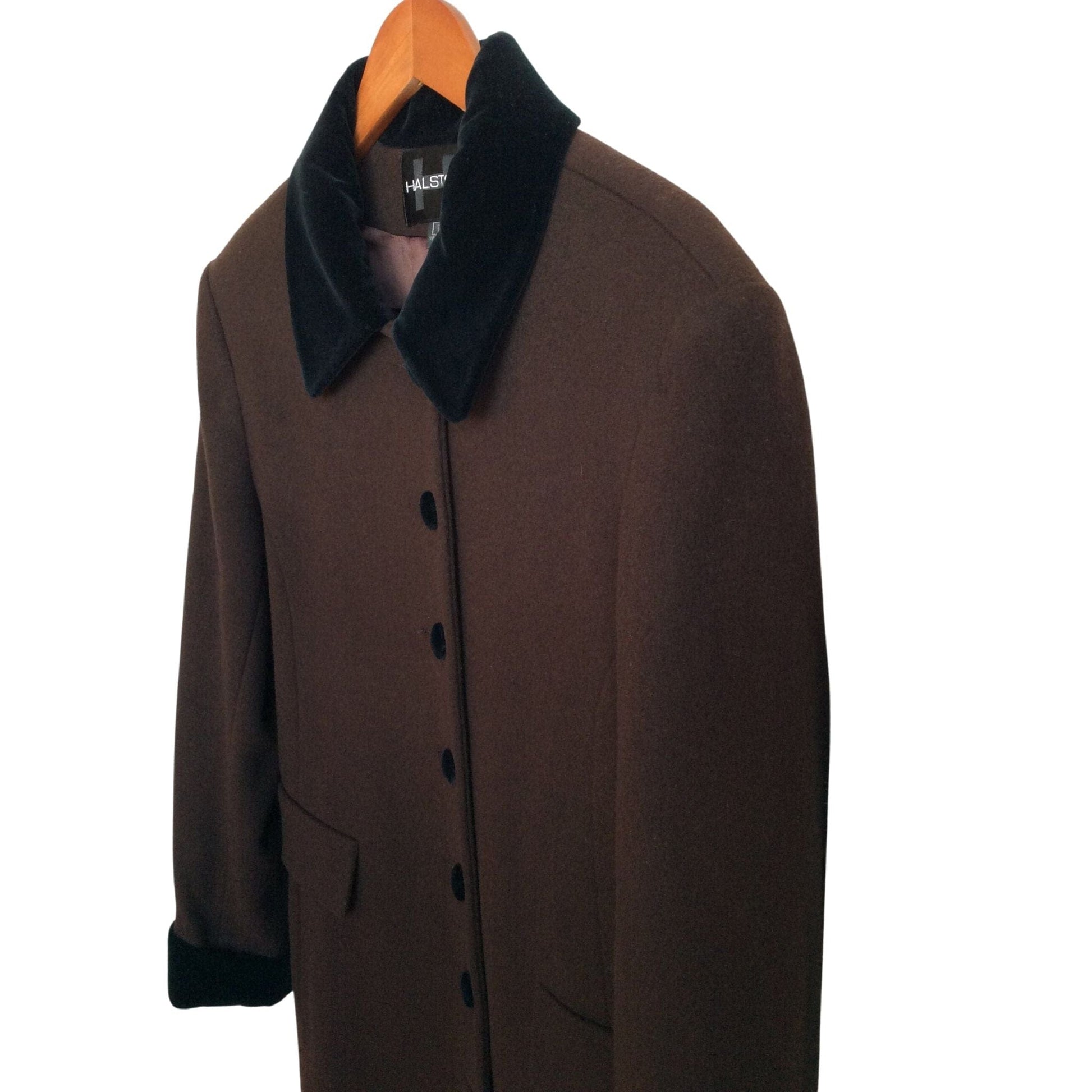 1990s Halston Wool Coat Medium / Brown / Vintage 1990s