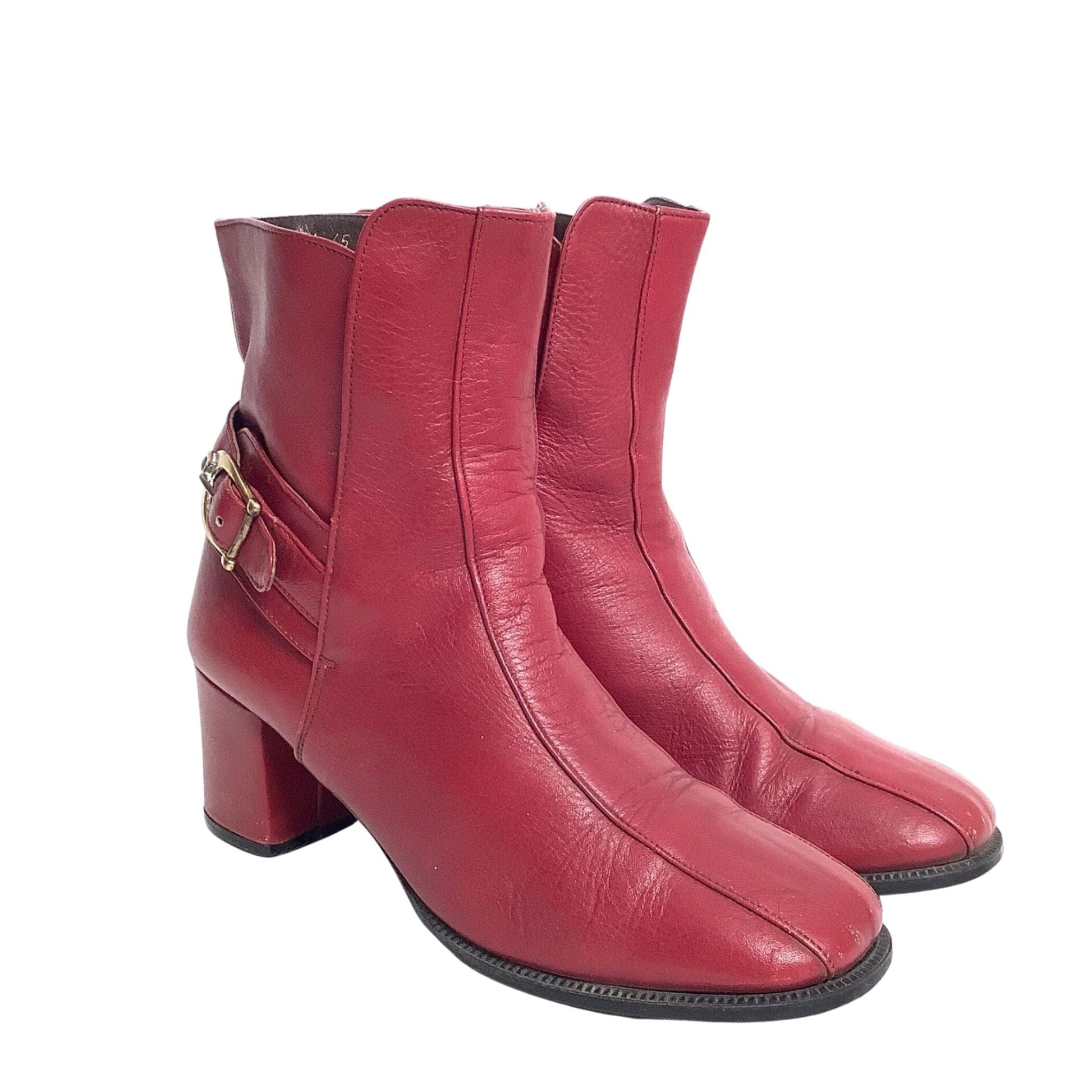 1990s Leather Ankle Boots 7 / Burgundy / Vintage 1990s