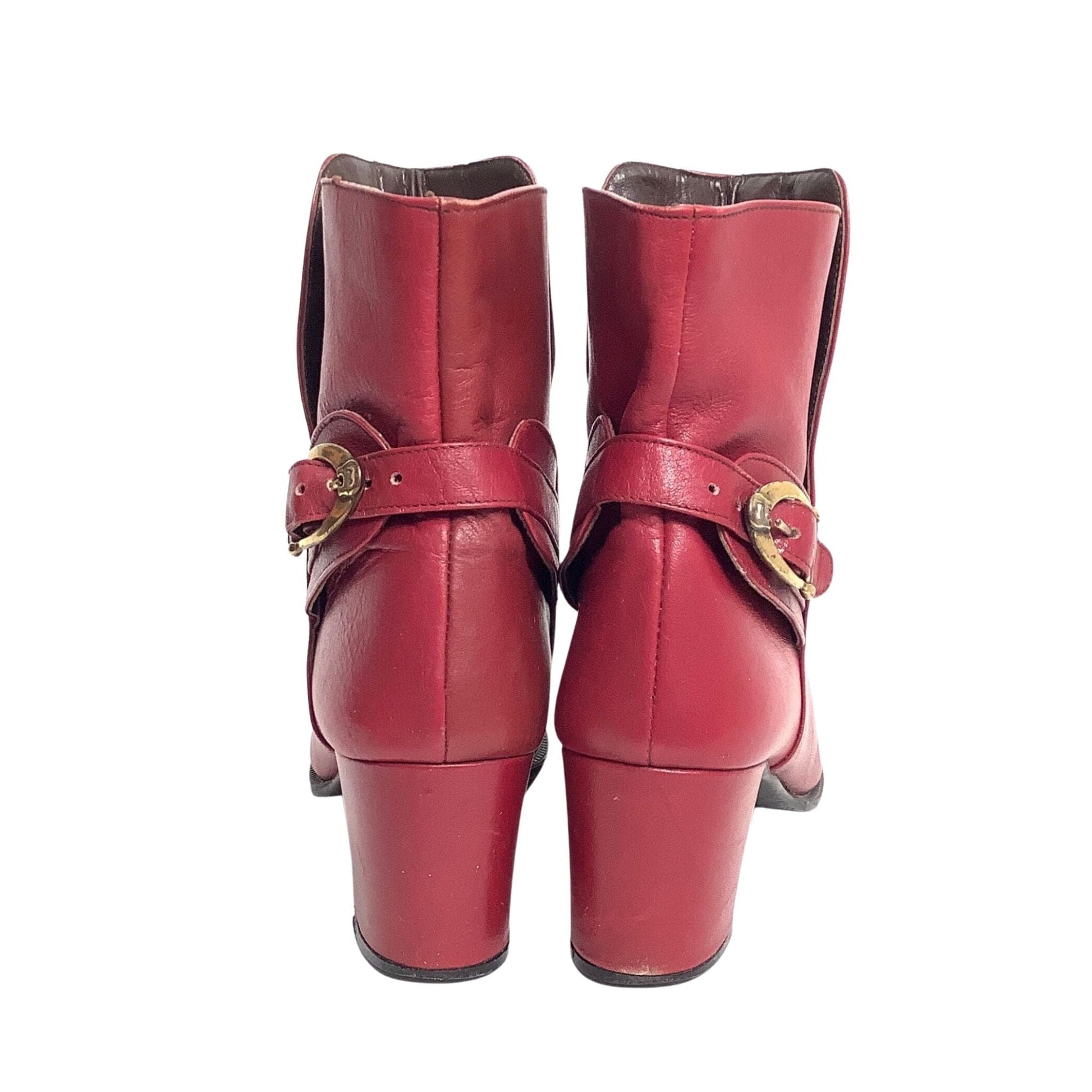 1990s Leather Ankle Boots 7 / Burgundy / Vintage 1990s