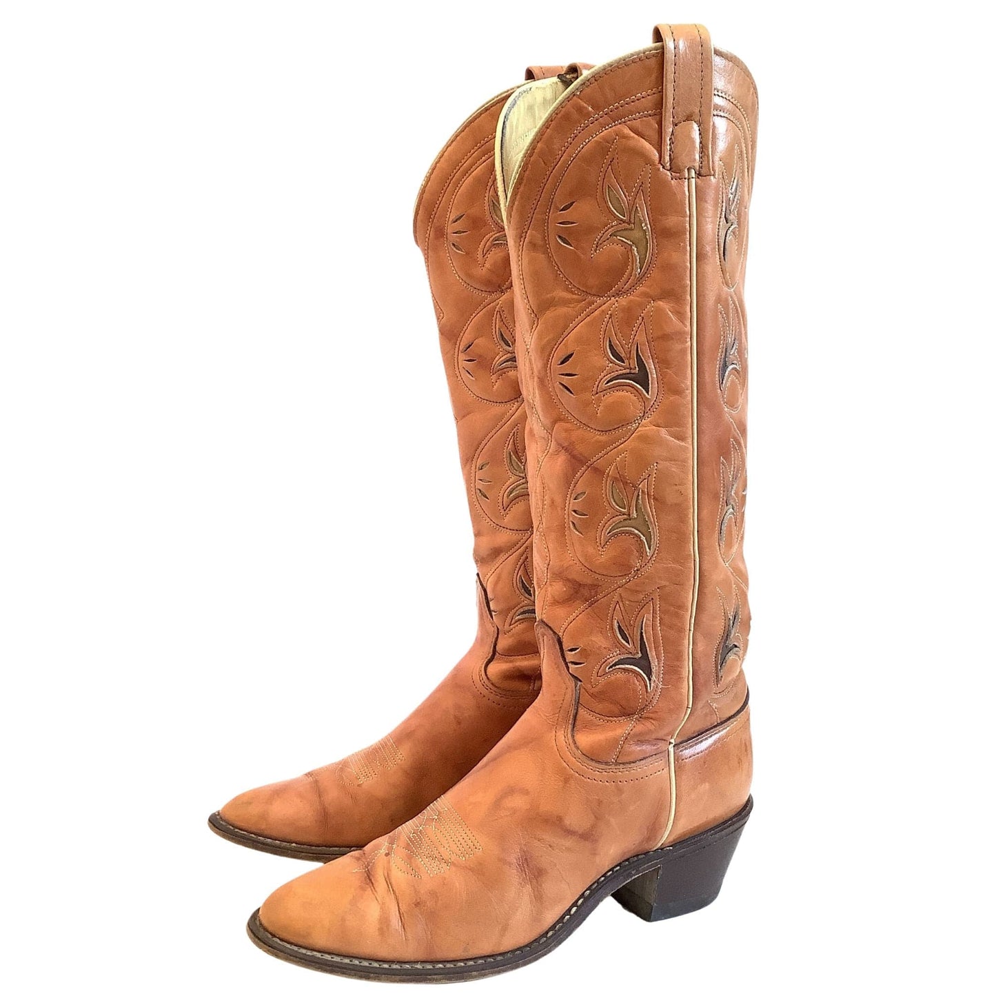 Acme Tall Cowboy Boots 7 W / Tan / Western