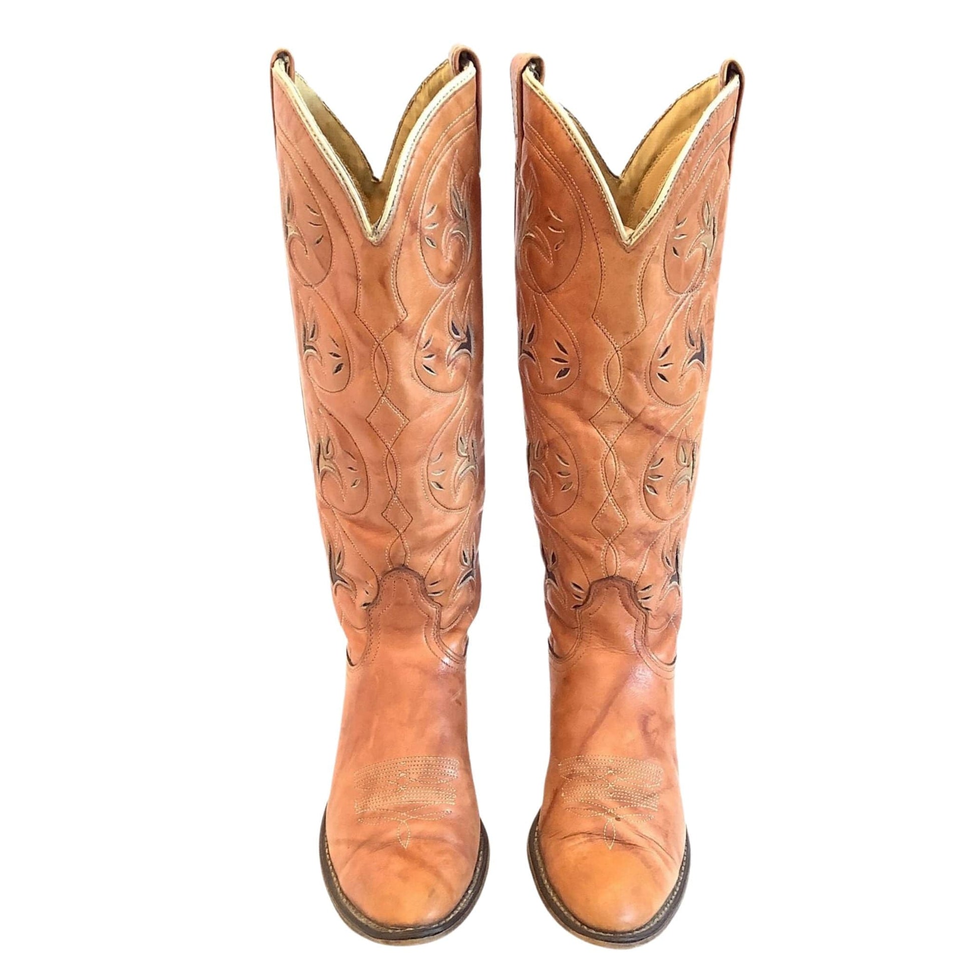 Acme Tall Cowboy Boots 7 W / Tan / Western