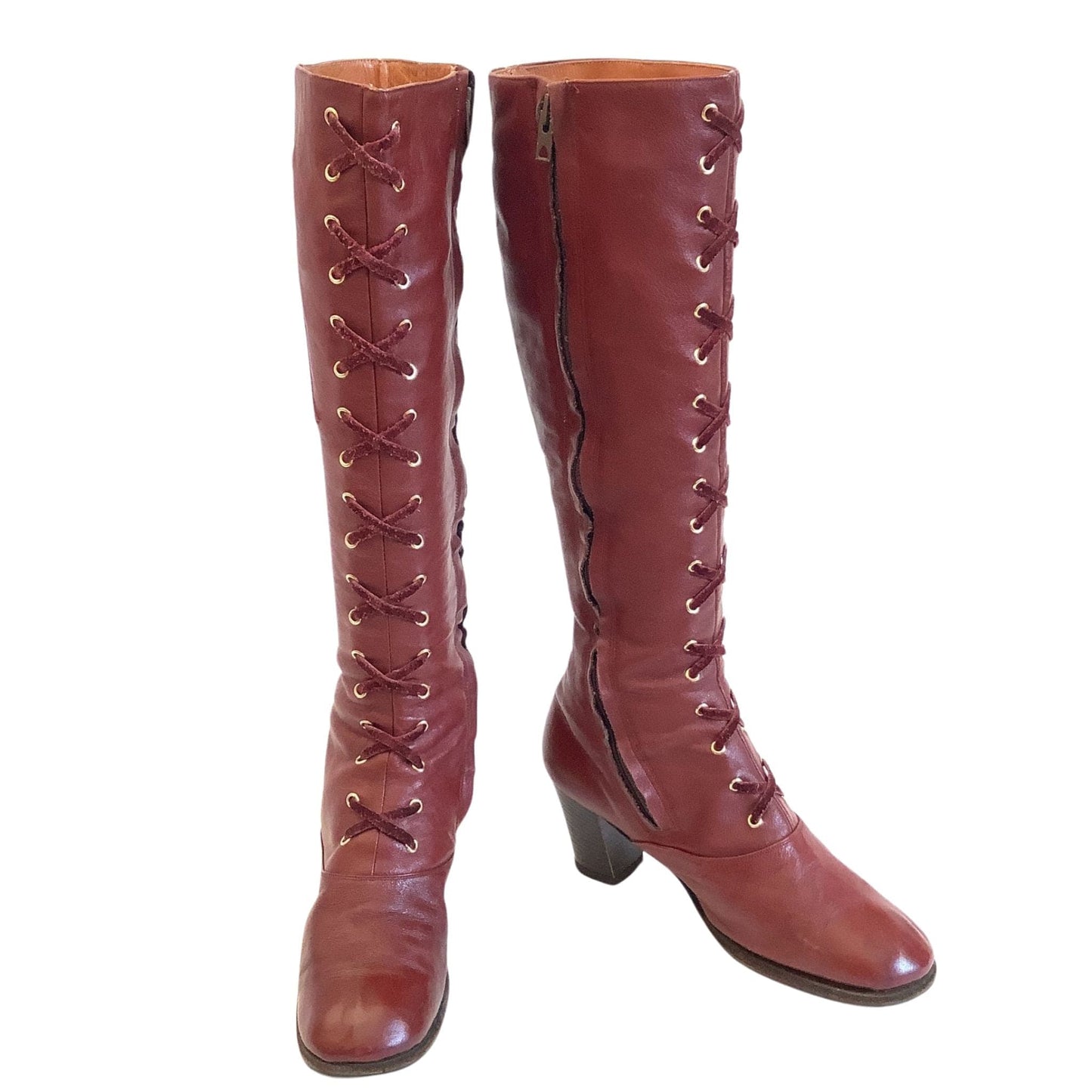 Aigner Corset Laced Boots 6 / Oxblood / Mod
