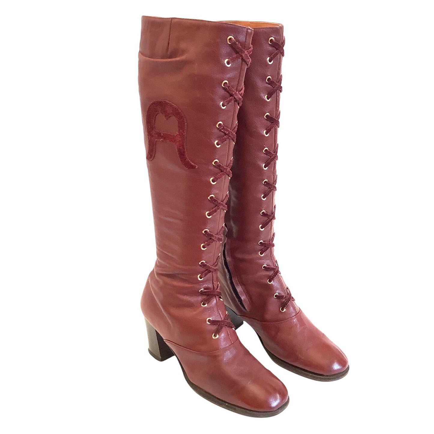 Aigner Corset Laced Boots 6 / Oxblood / Mod