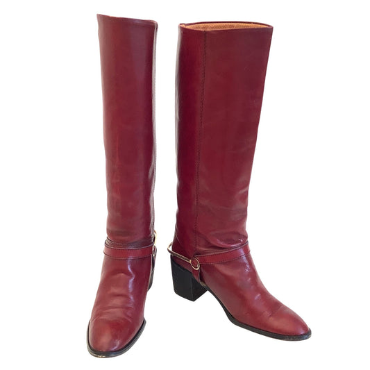 Aigner Equestrian Boots 7.5 / Burgundy / Vintage 1980s