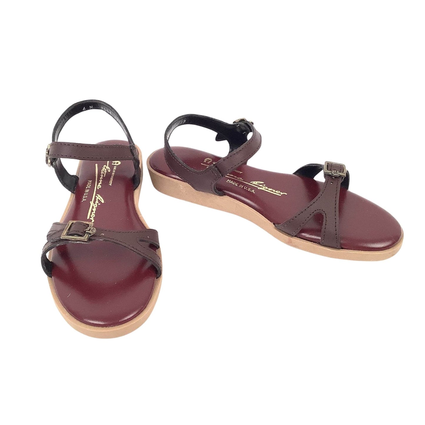 Aigner Flat Strappy Sandals 8 / Leather / Classic