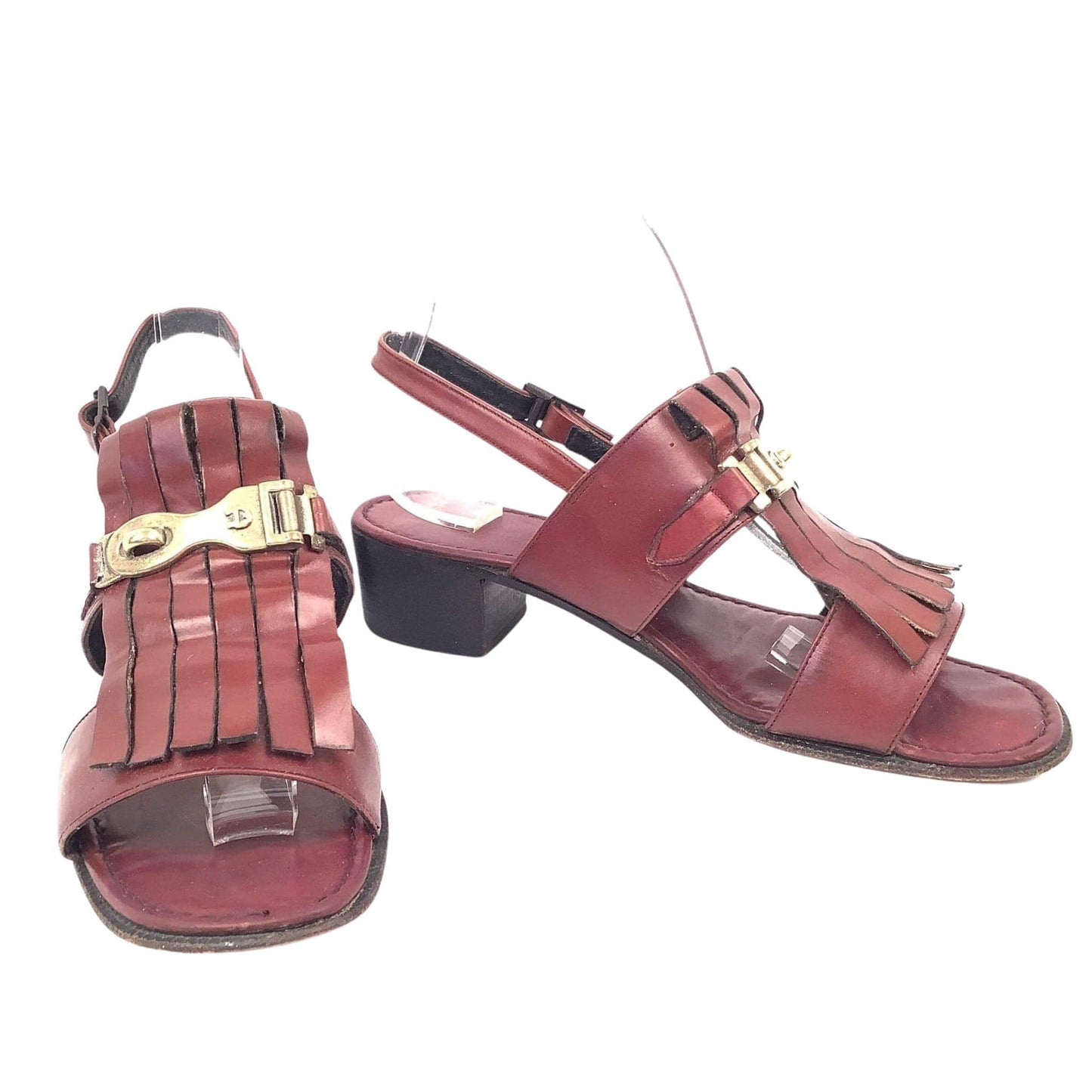 Aigner Kiltie Sandals 7 / Burgundy / Vintage 1980s