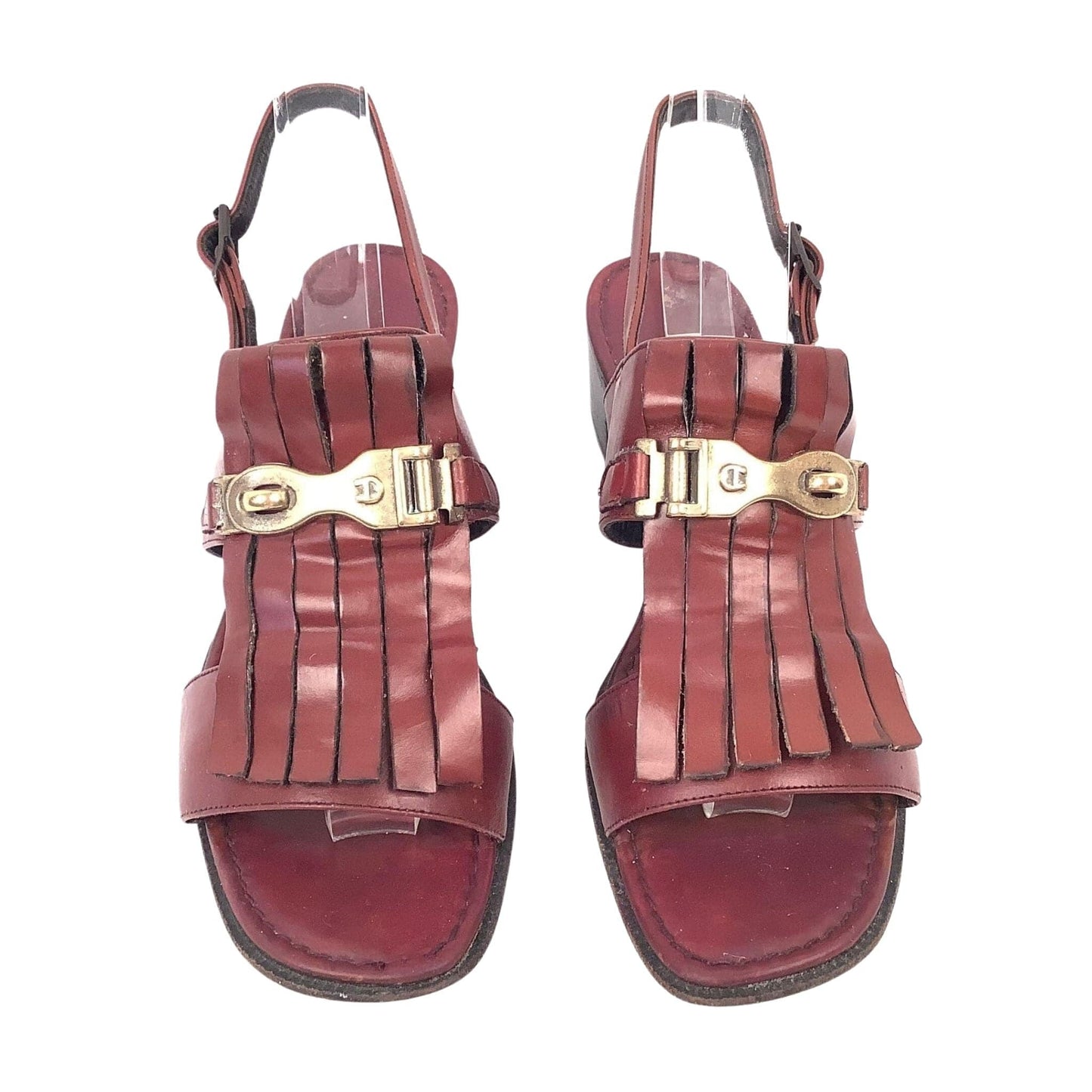 Aigner Kiltie Sandals 7 / Burgundy / Vintage 1980s