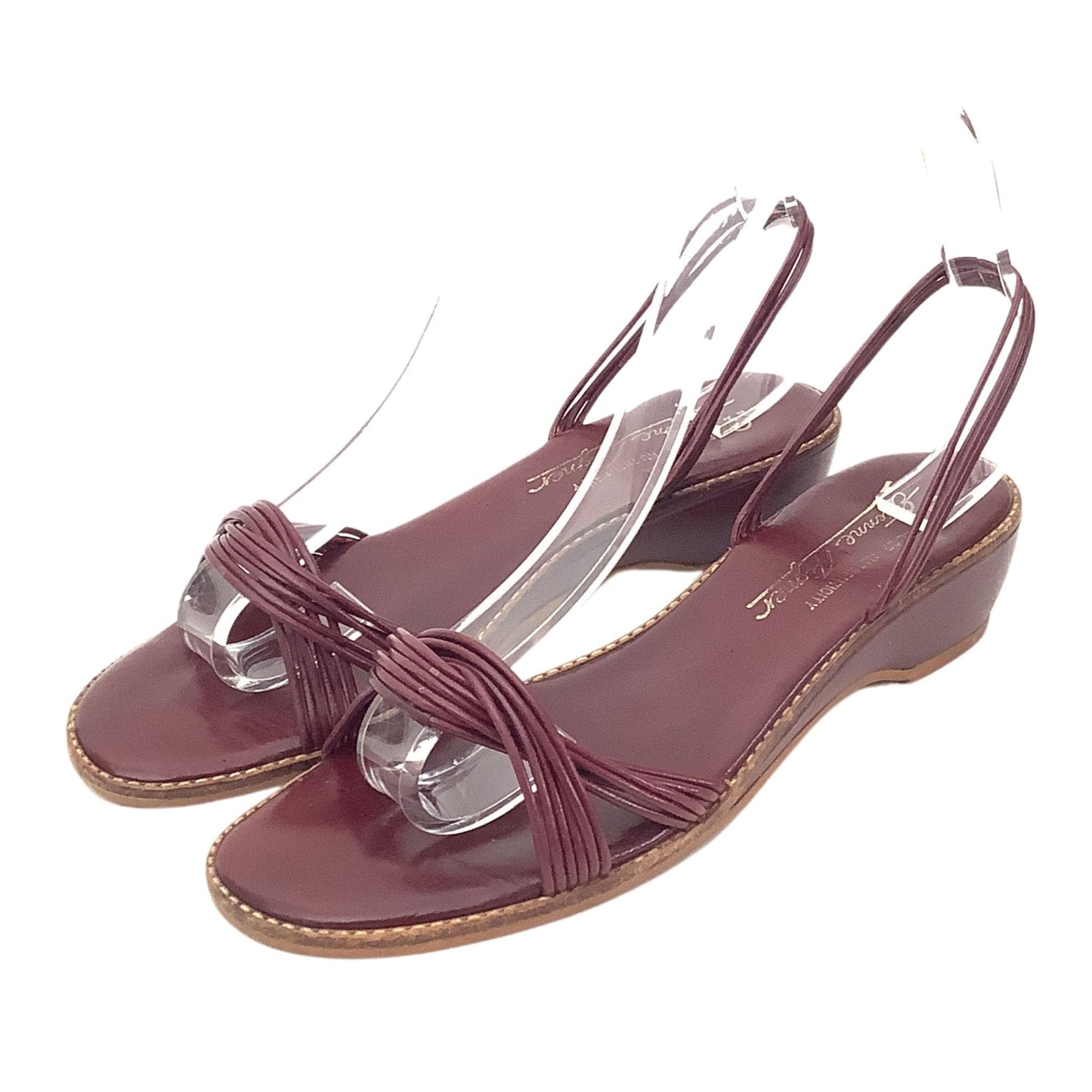 Aigner Strappy Flat Sandals 7 / Burgundy / Vintage - 1980s