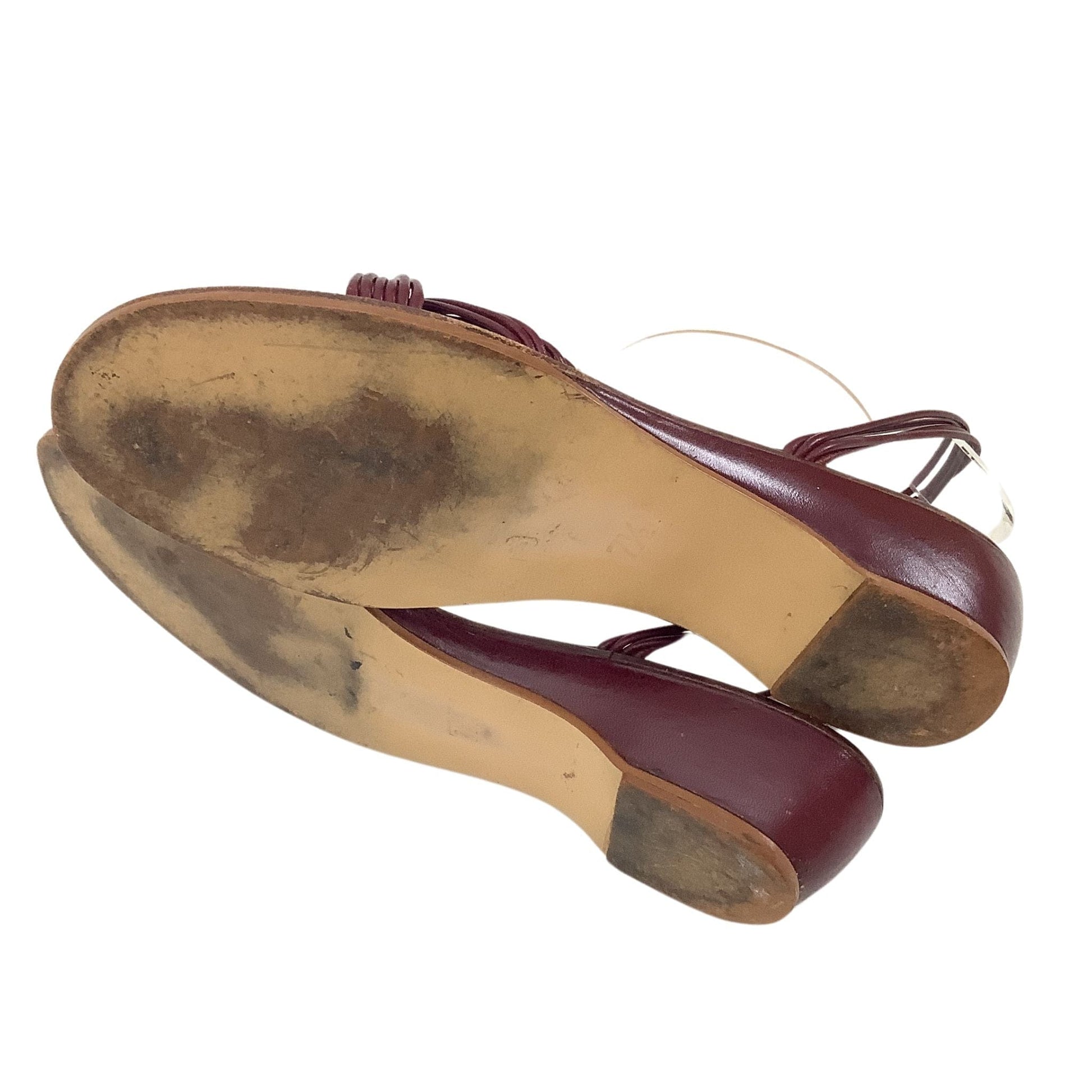 Aigner Strappy Flat Sandals 7 / Burgundy / Vintage - 1980s