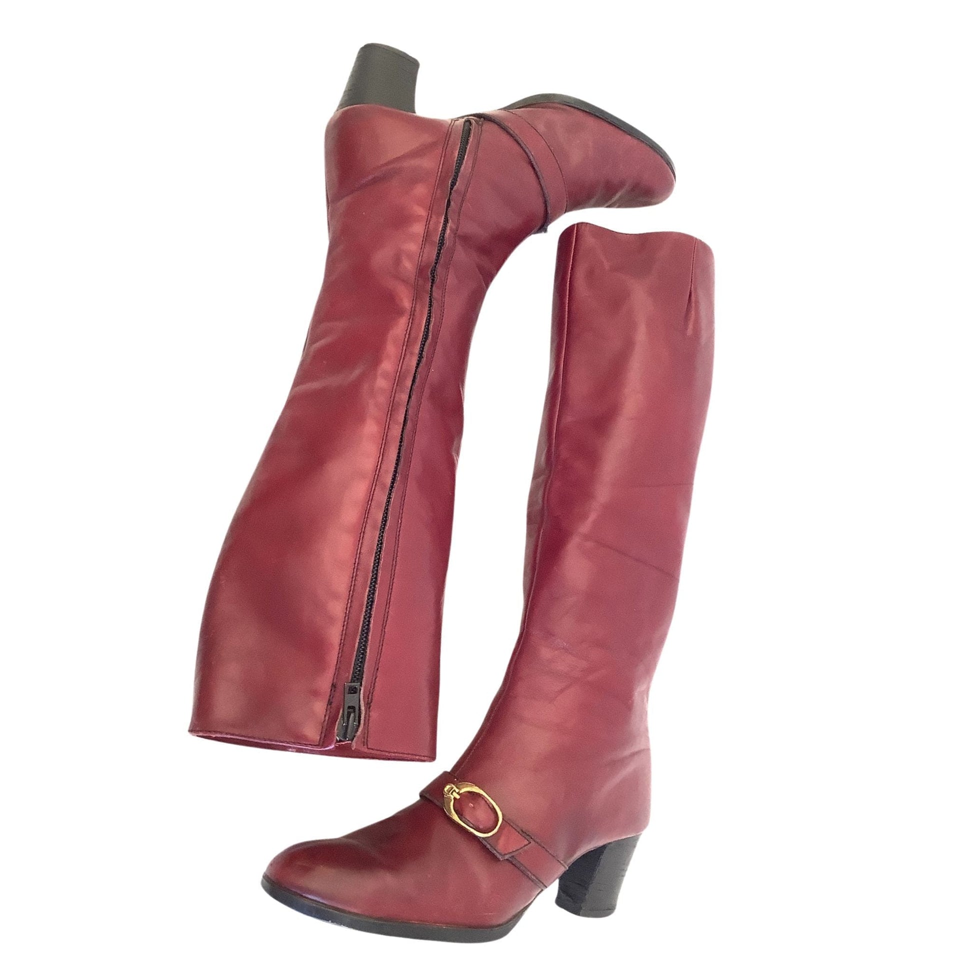 Aigner Tall Leather Boots 8 / Oxblood / Mod