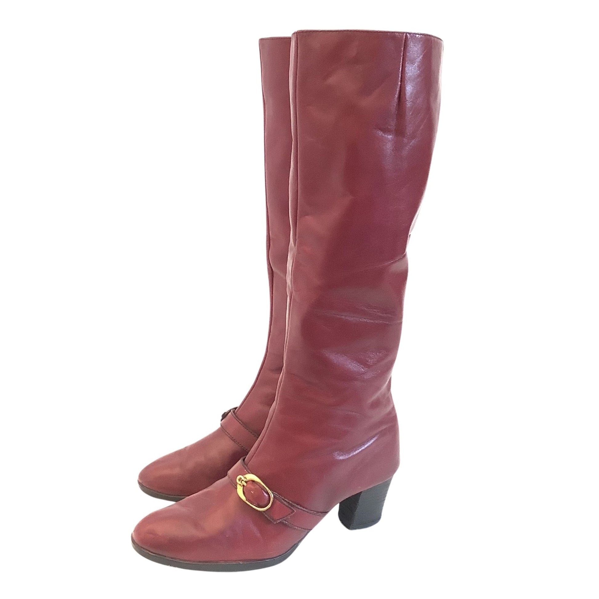 Aigner Tall Leather Boots 8 / Oxblood / Mod