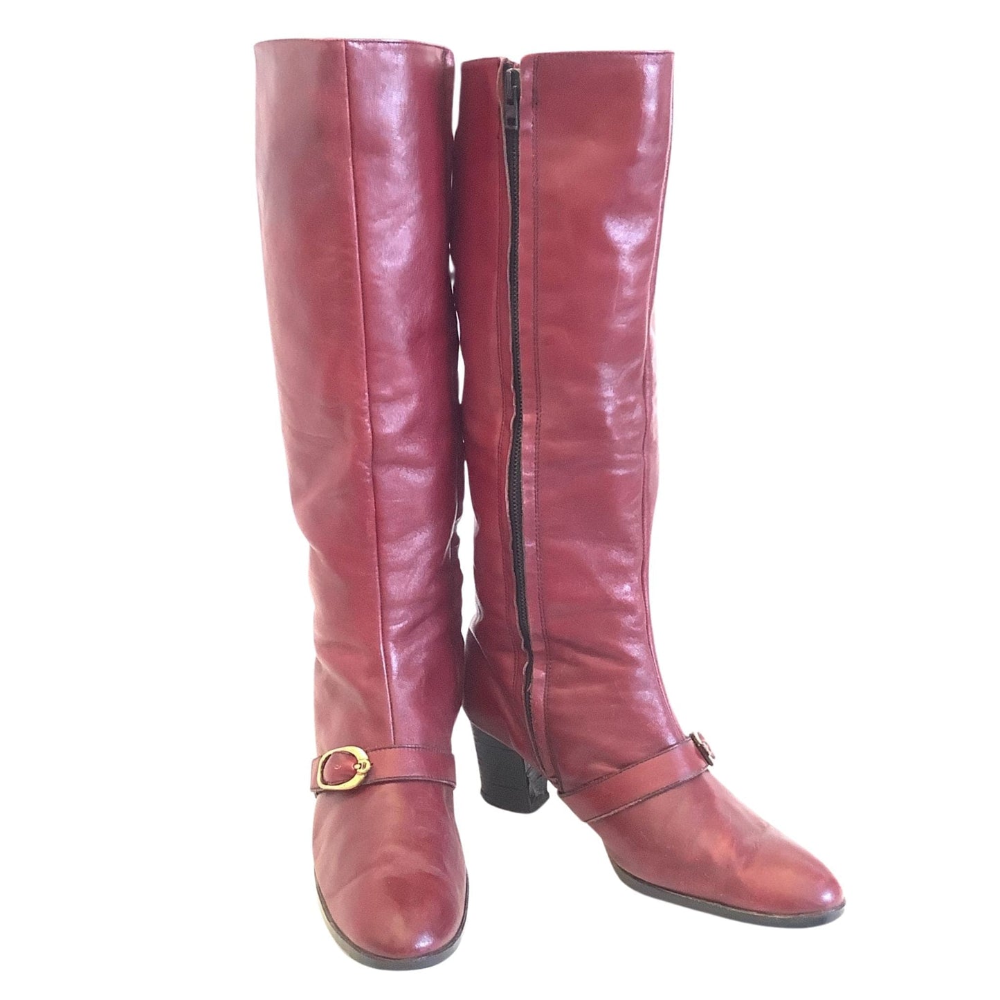 Aigner Tall Leather Boots 8 / Oxblood / Mod