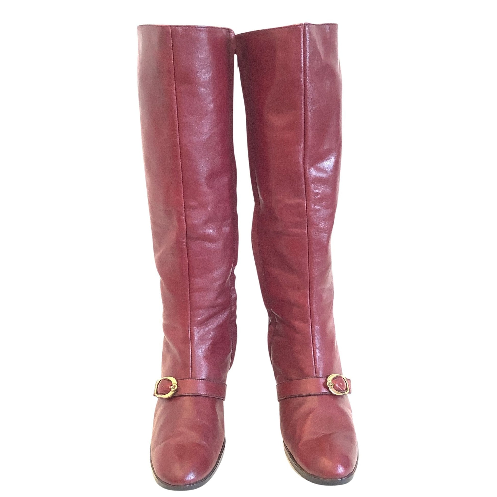 Aigner Tall Leather Boots 8 / Oxblood / Mod