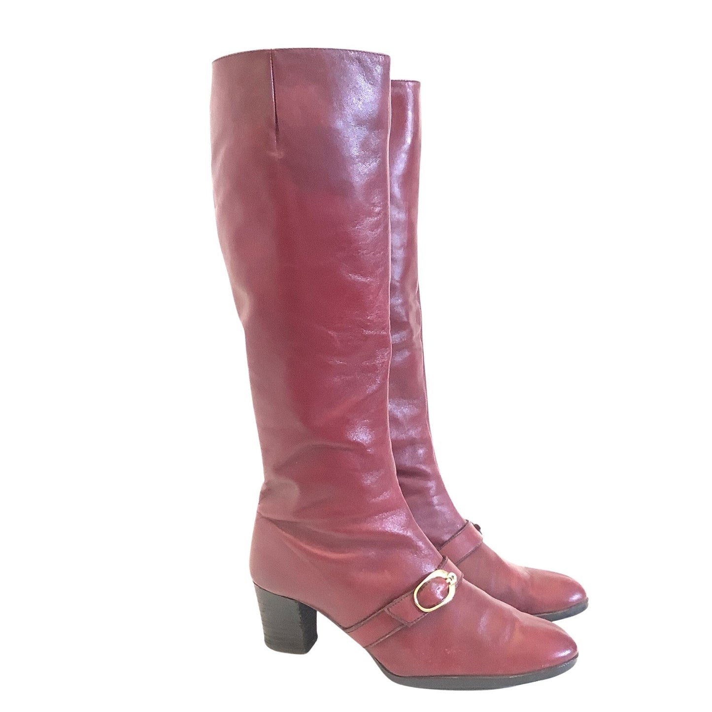 Aigner Tall Leather Boots 8 / Oxblood / Mod