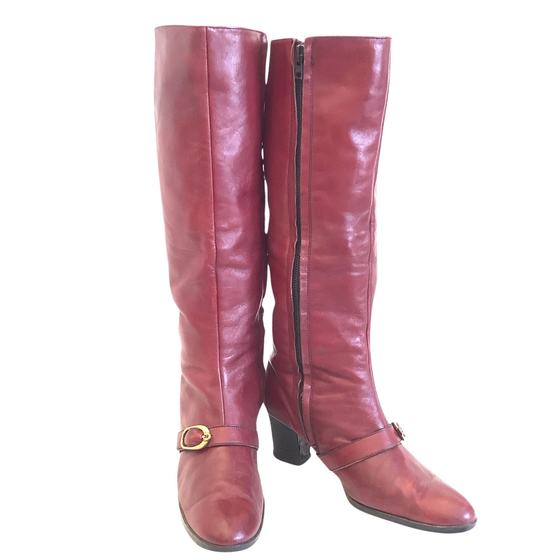 Aigner Tall Leather Boots 8 / Oxblood / Mod