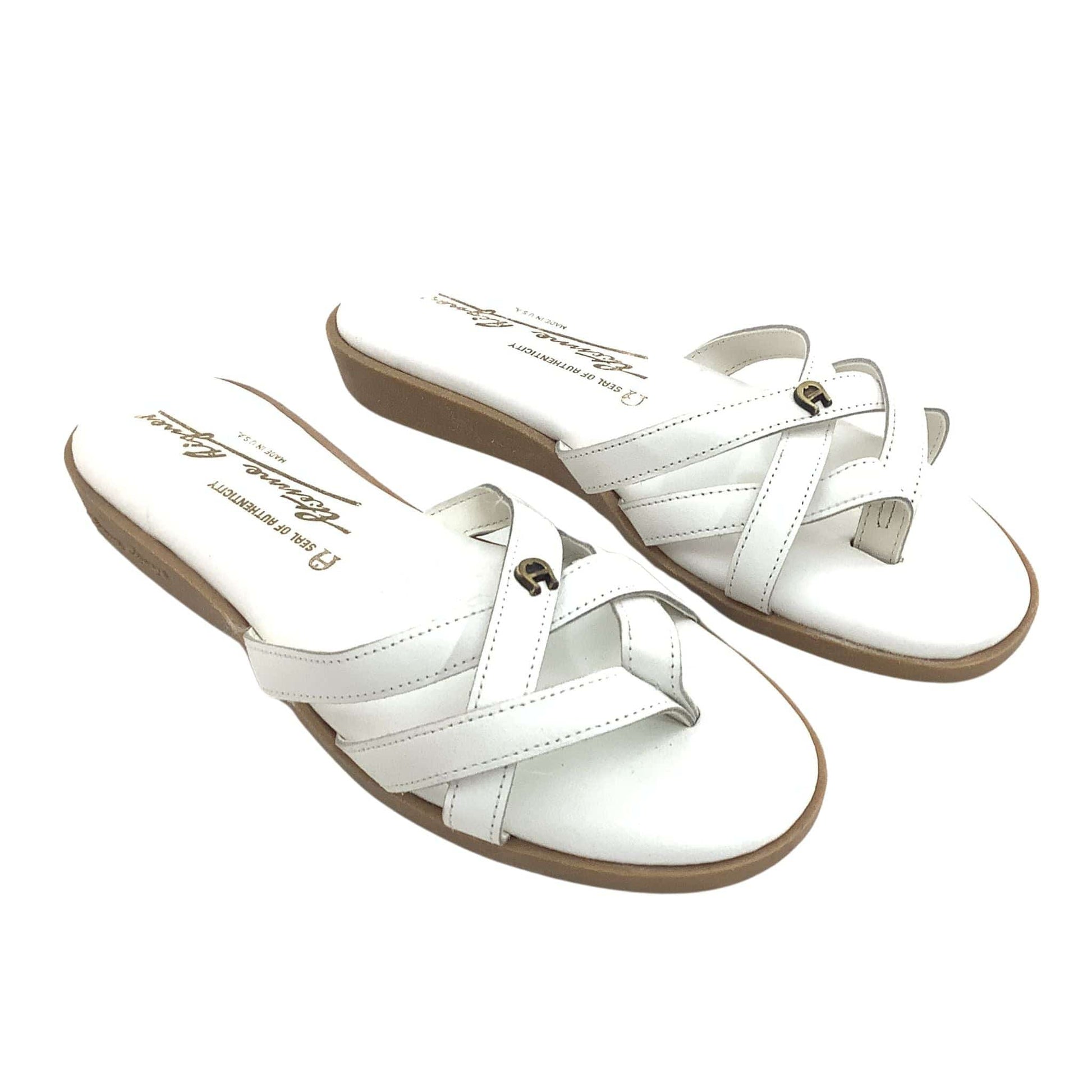 Aigner White Flat Sandals 7 / White / Vintage 1990s