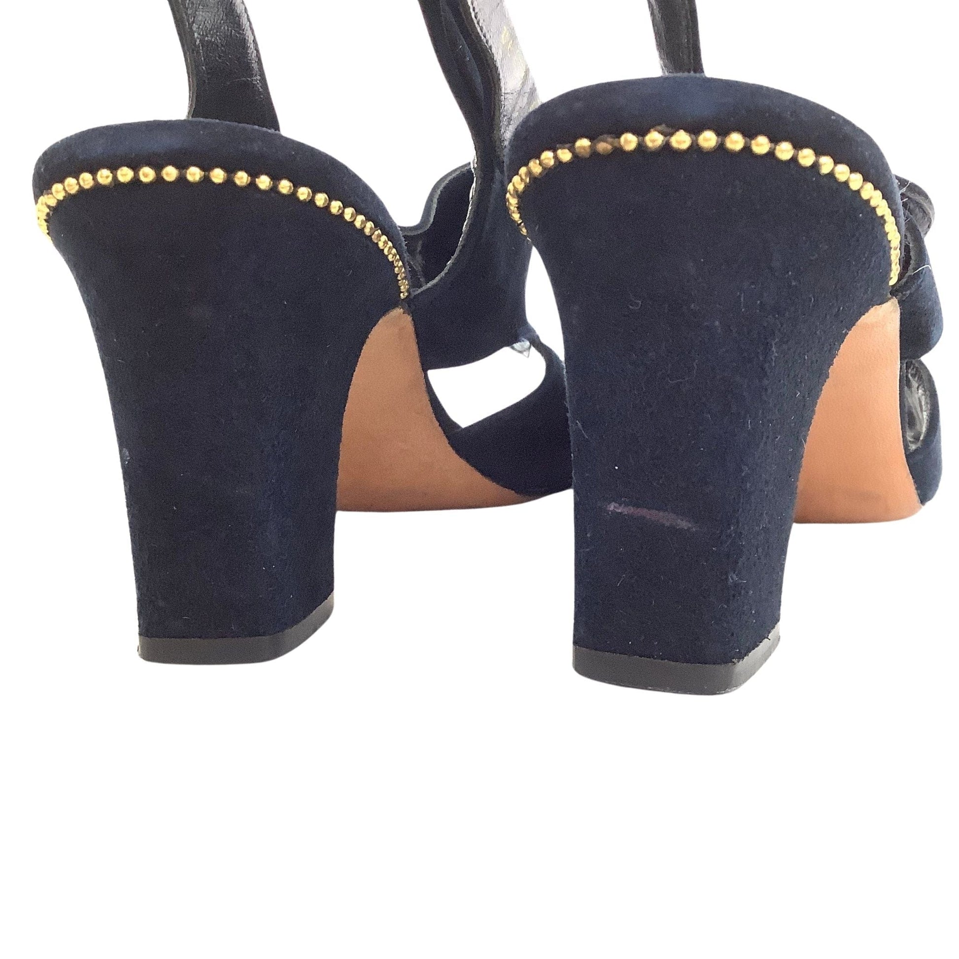 Amano Heeled Sandals 7.5 / Black / Vintage 1980s