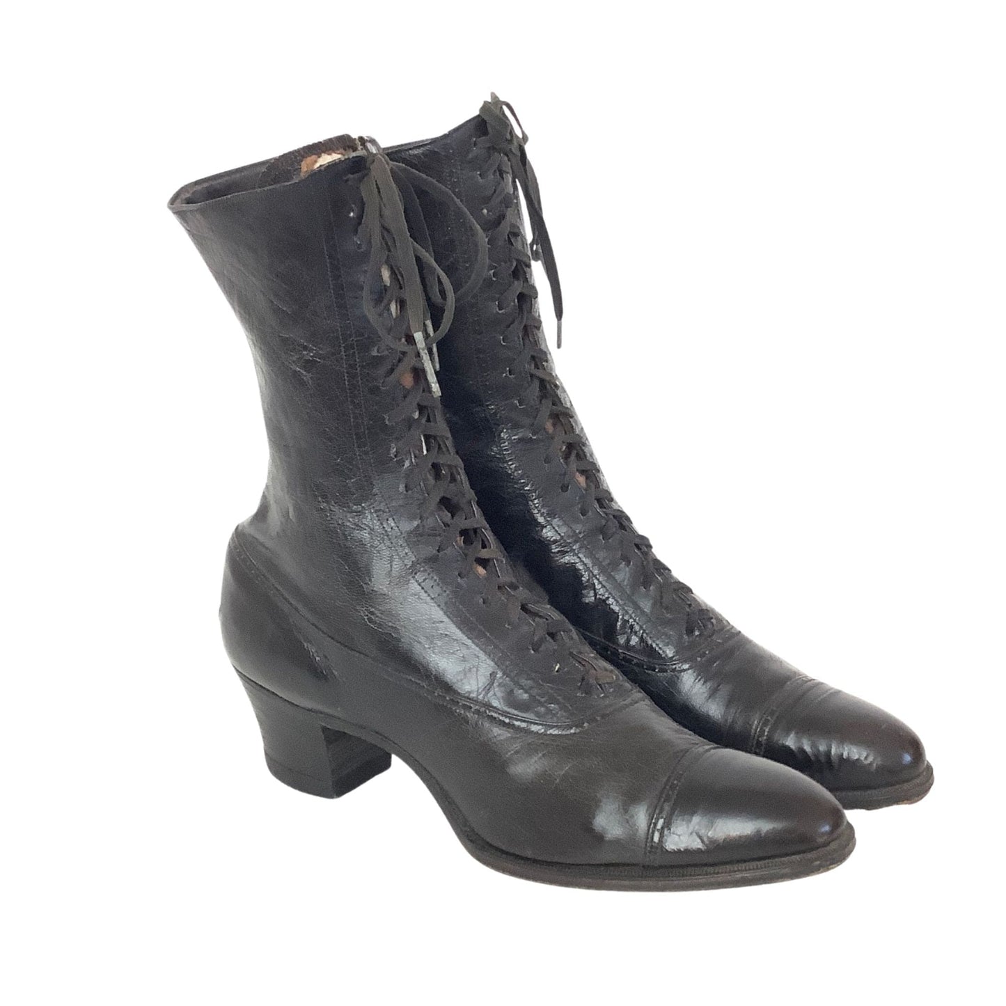 Antique Ankle Boots 7 / Black / Vintage 1920s