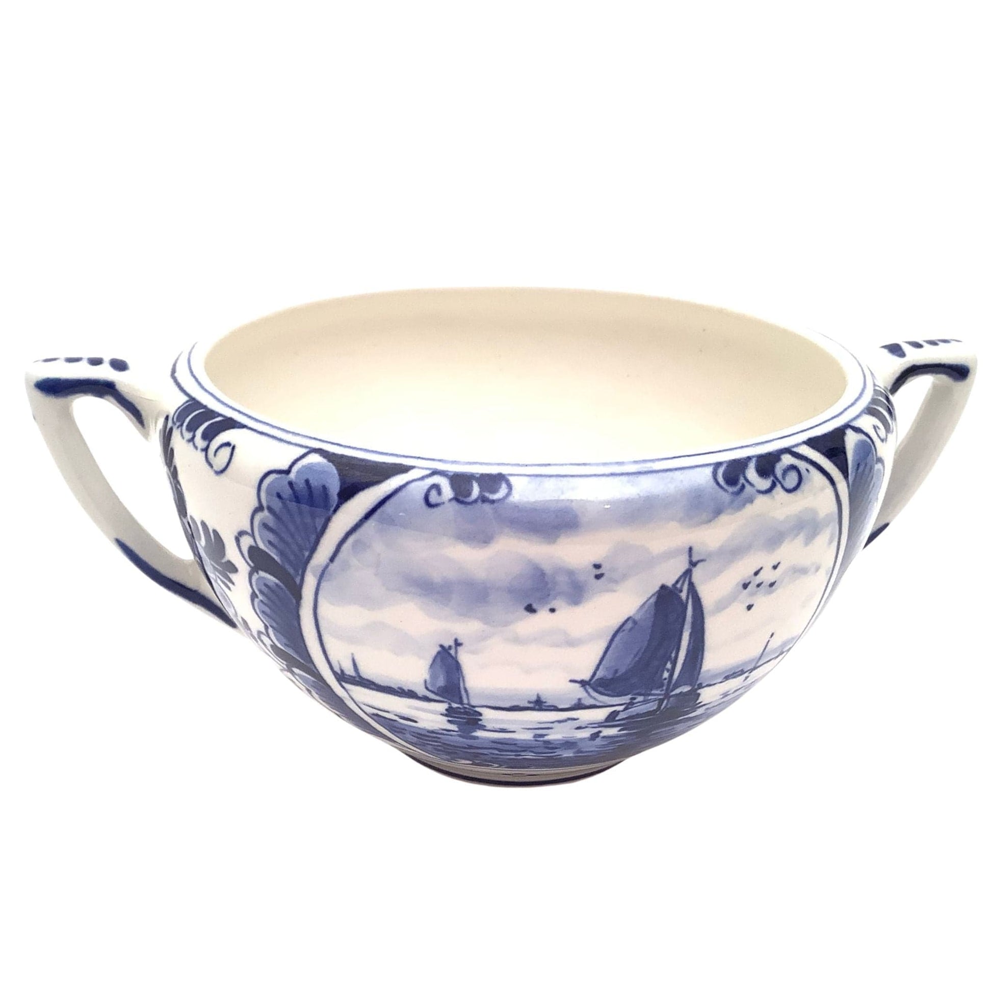 Antique Ceramic Sugar Bowl Blue / Ceramic / Faience