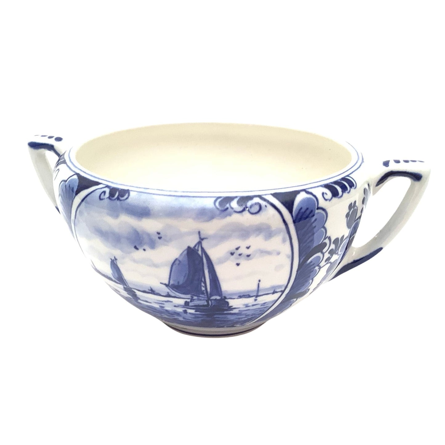 Antique Ceramic Sugar Bowl Blue / Ceramic / Faience