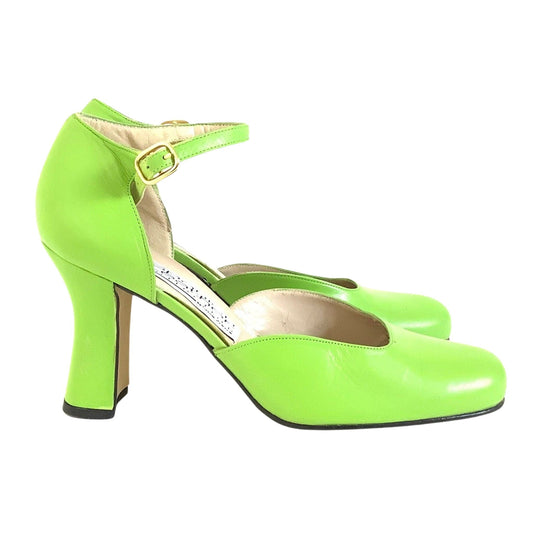 Apple Green Chunky Heels 7 / Green / Vintage 1990s