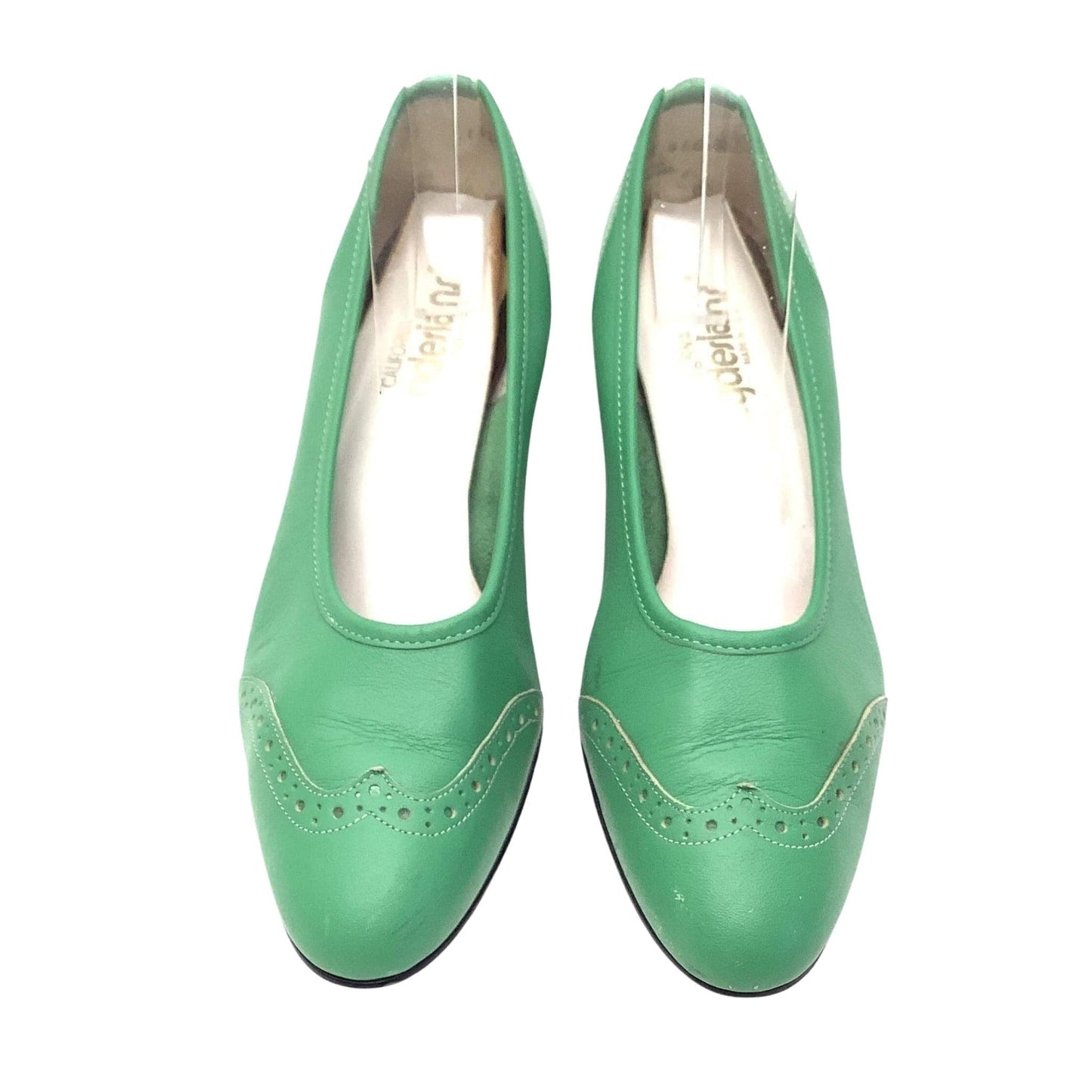 Apple Green Low Heel Pumps 7.5 / Green / Vintage 1960s