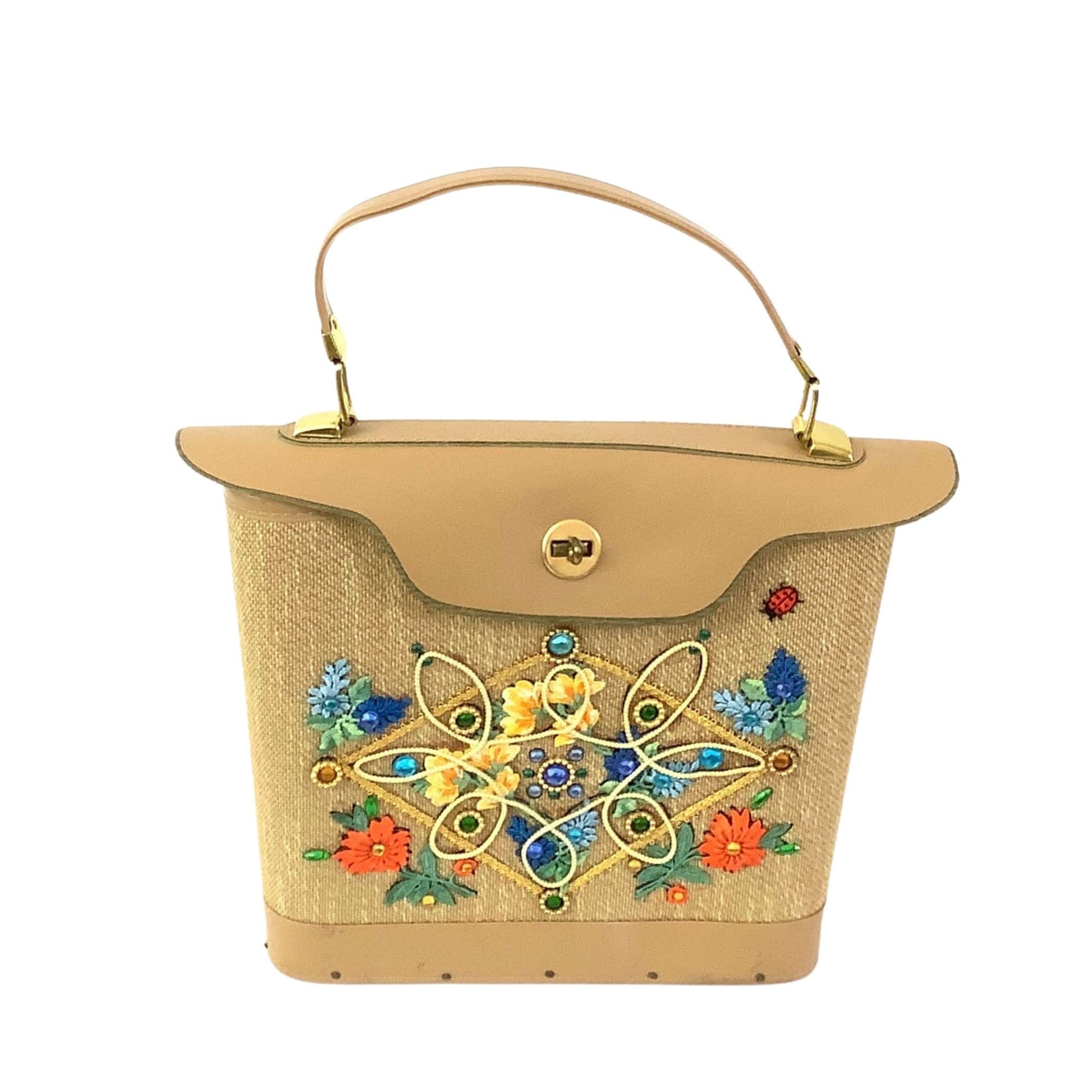 Applique Embellished Bag Multi / Mixed / Vintage 1950s