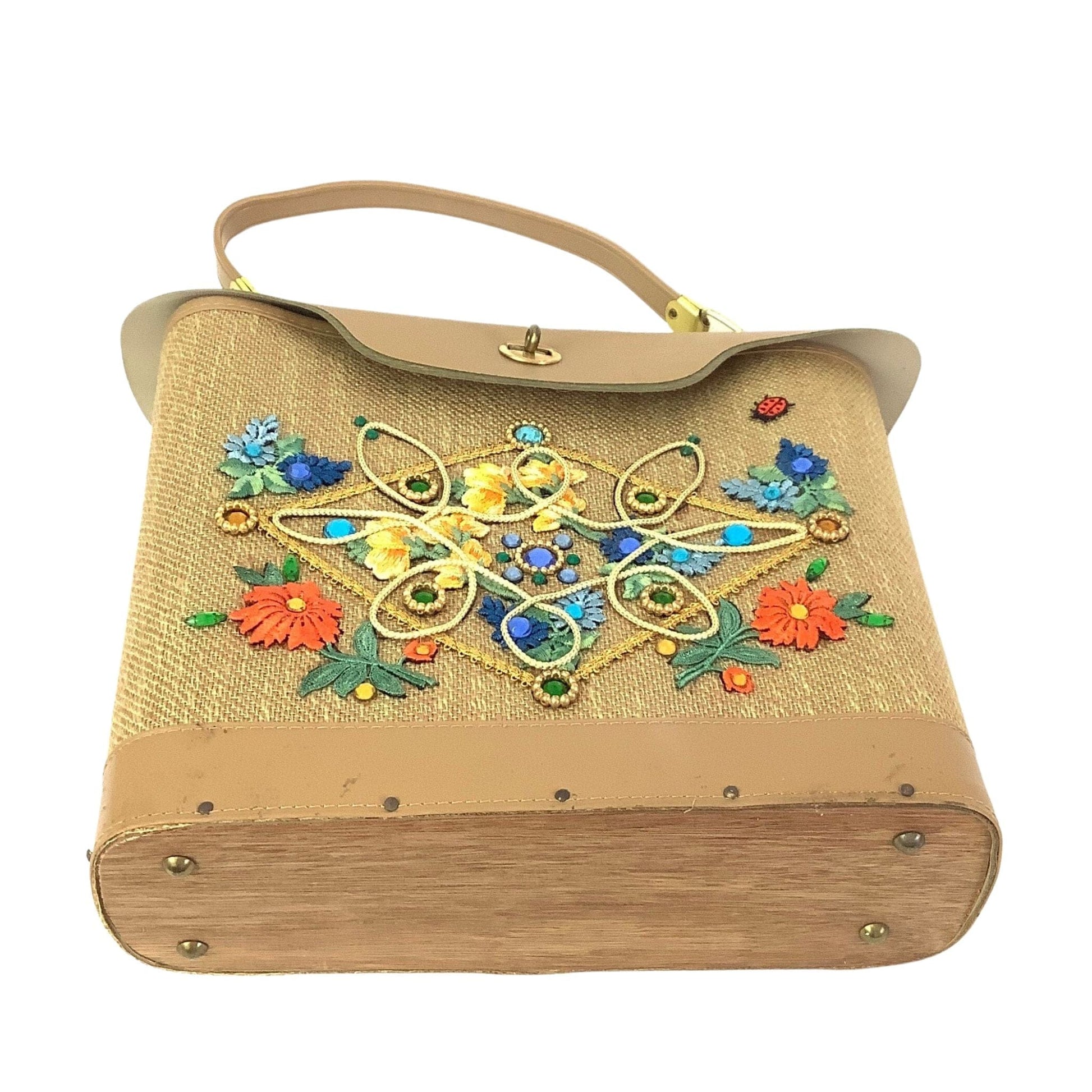 Applique Embellished Bag Multi / Mixed / Vintage 1950s